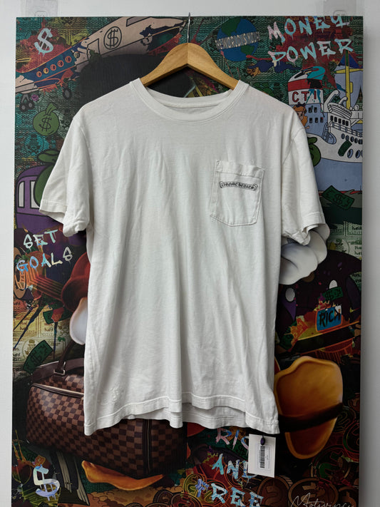 Chrome Hearts White Shoulder Logo Tee (Restitched) Used