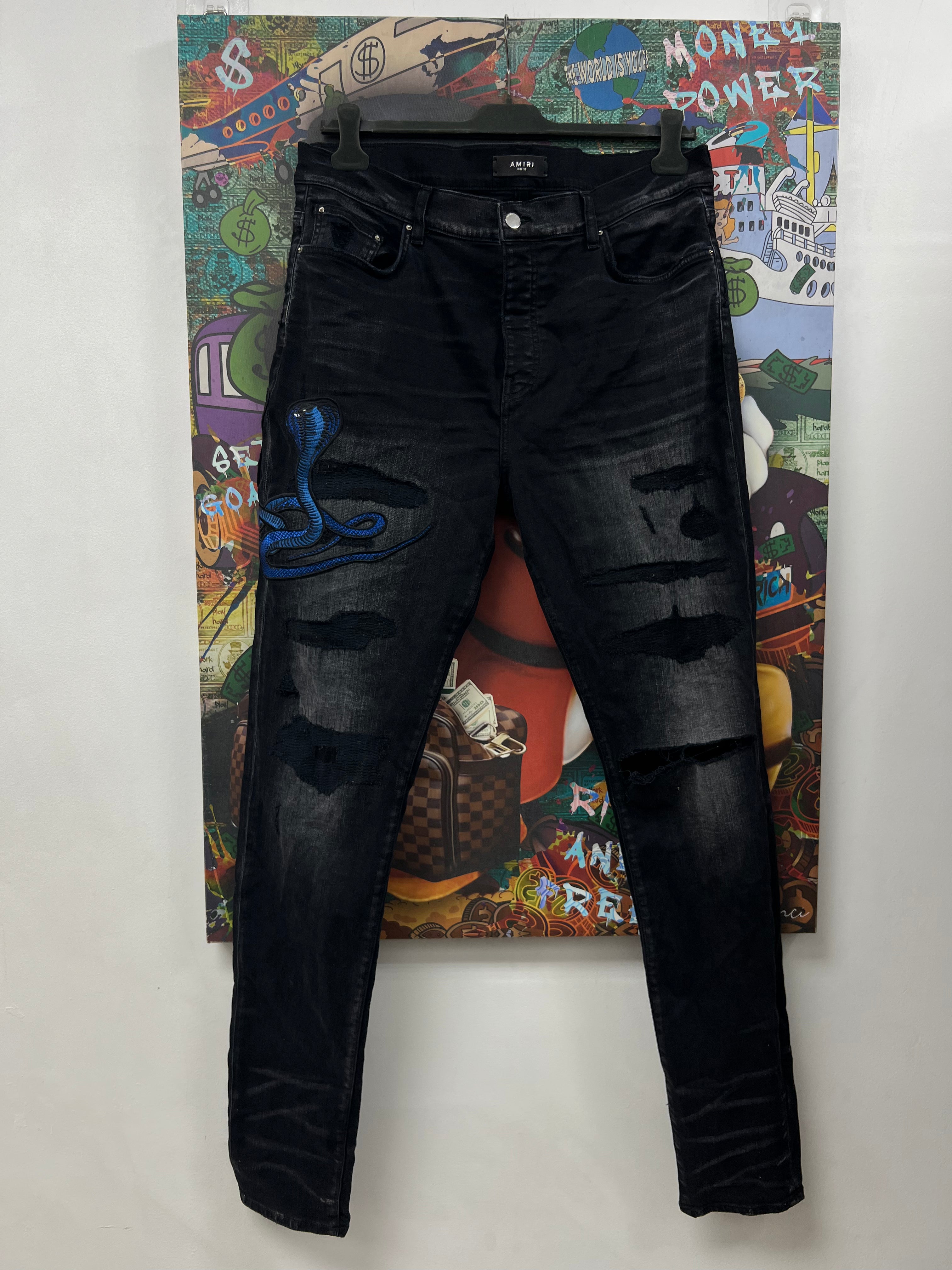 Amiri Black Wash Blue Cobra Jeans