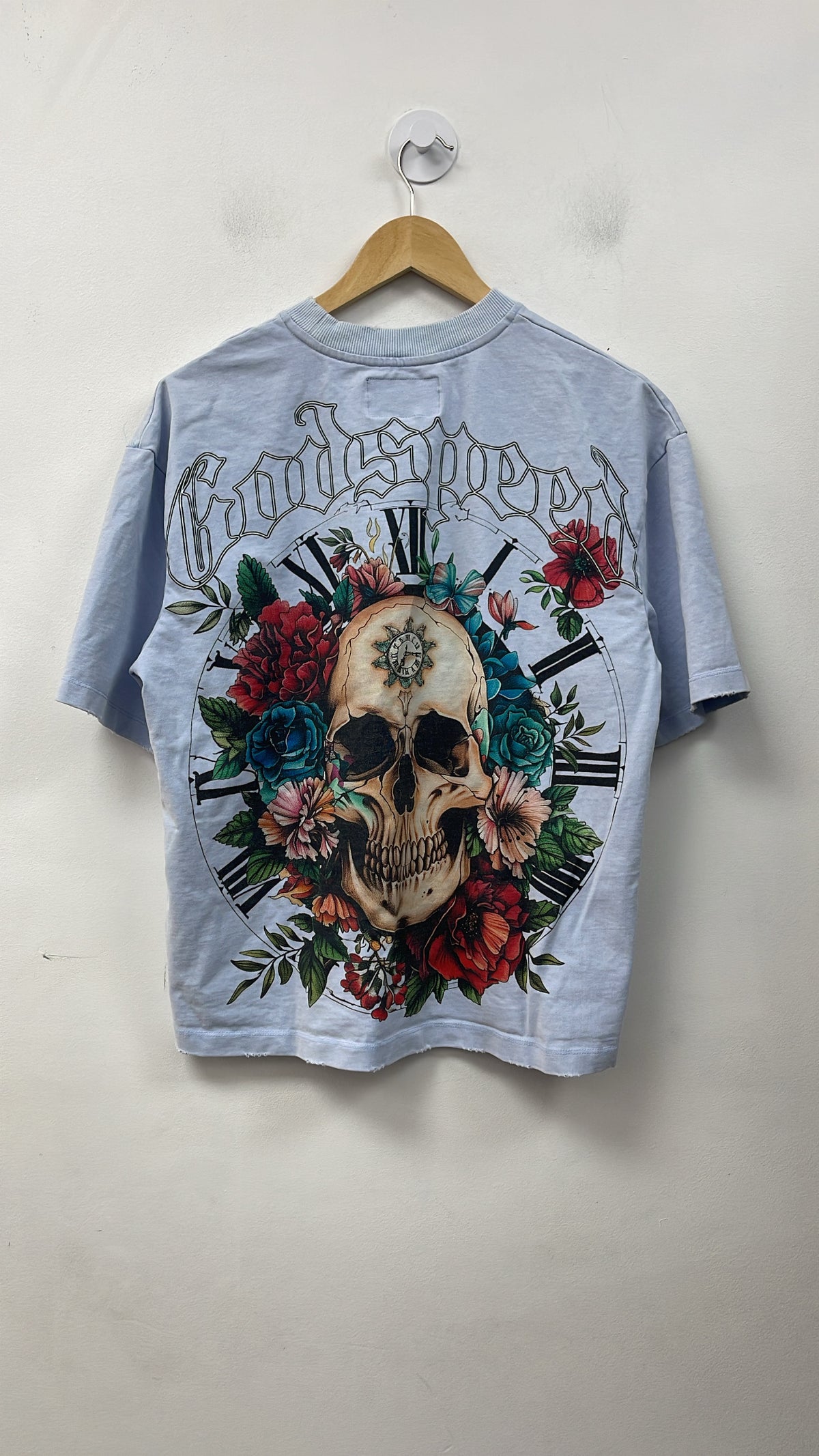 Godspeed Baby Blue Skull Rose Tee