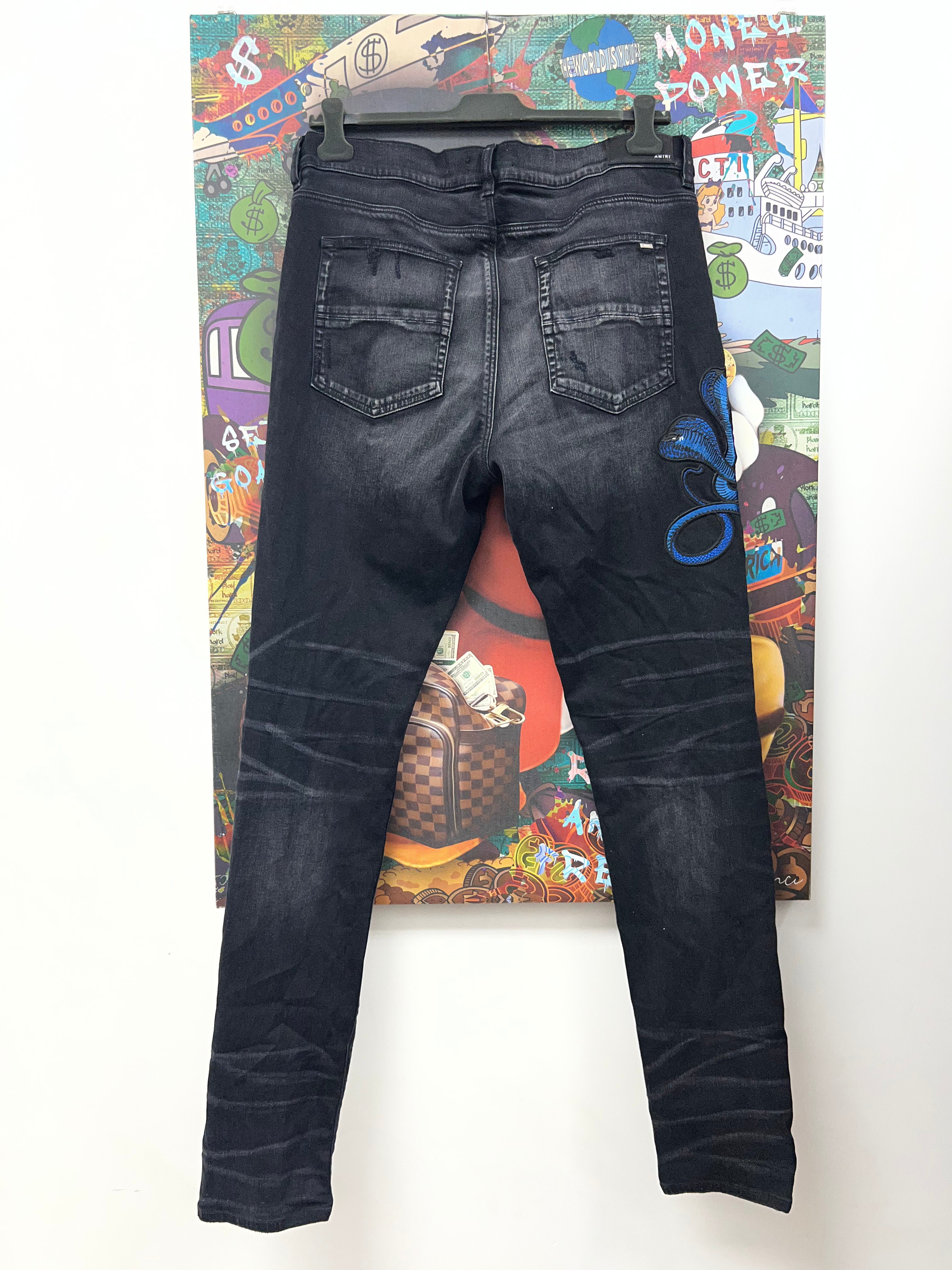 Amiri Black Wash Blue Cobra Jeans