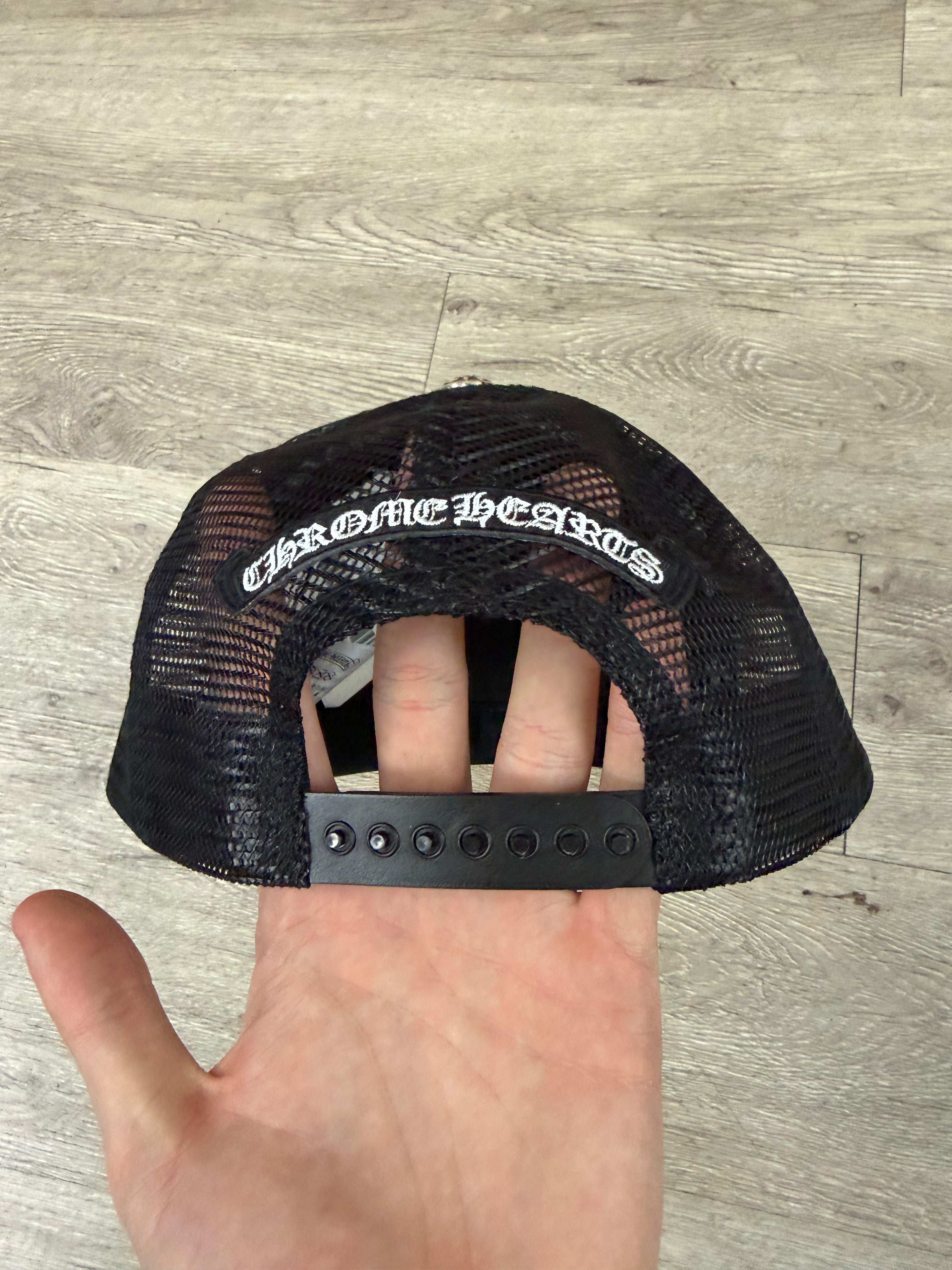 Chrome Hearts Black Pony Hair Cemetery Trucker Cap