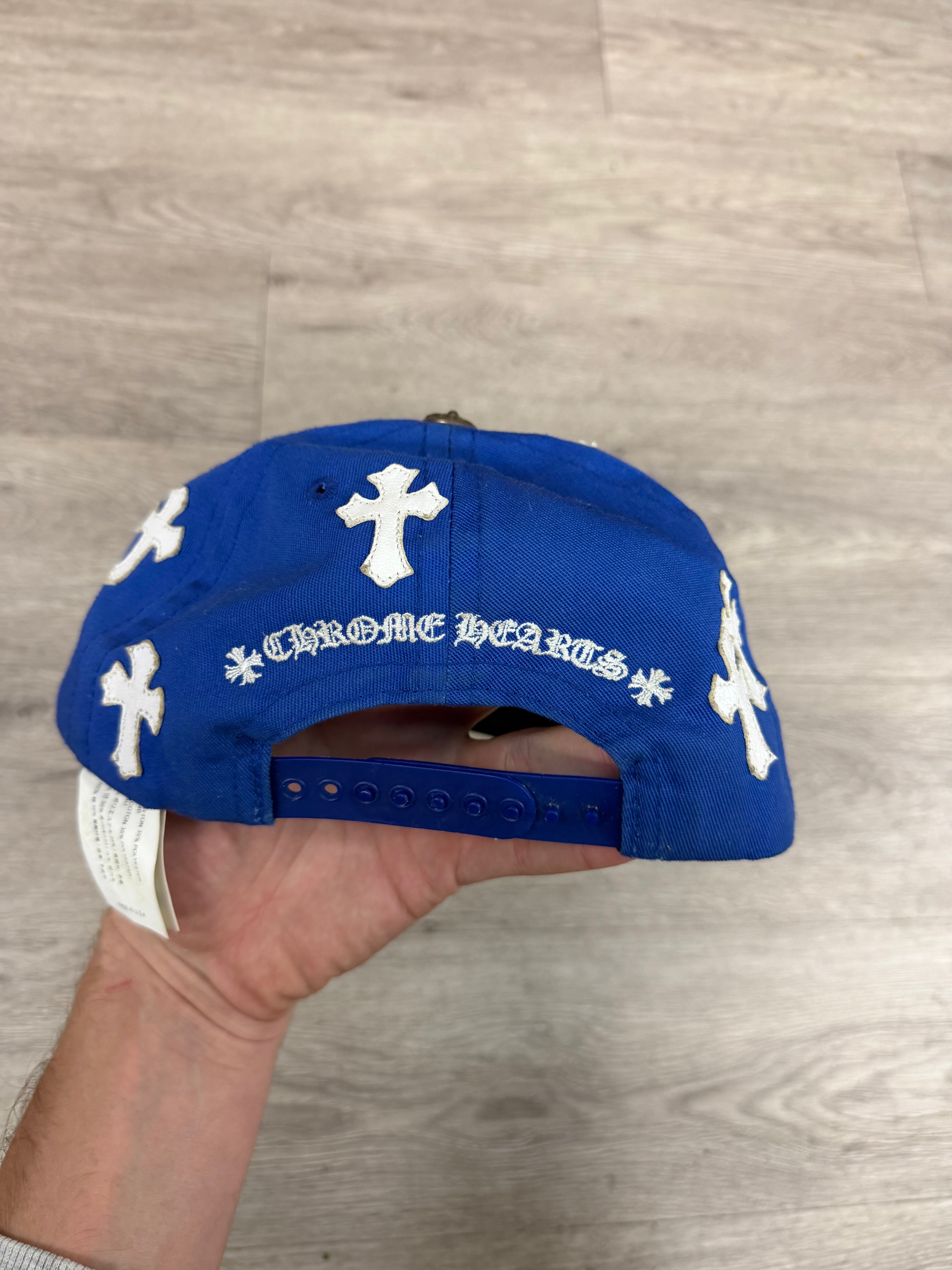 Chrome Hearts Blue White Cross Patch Trucker Hat