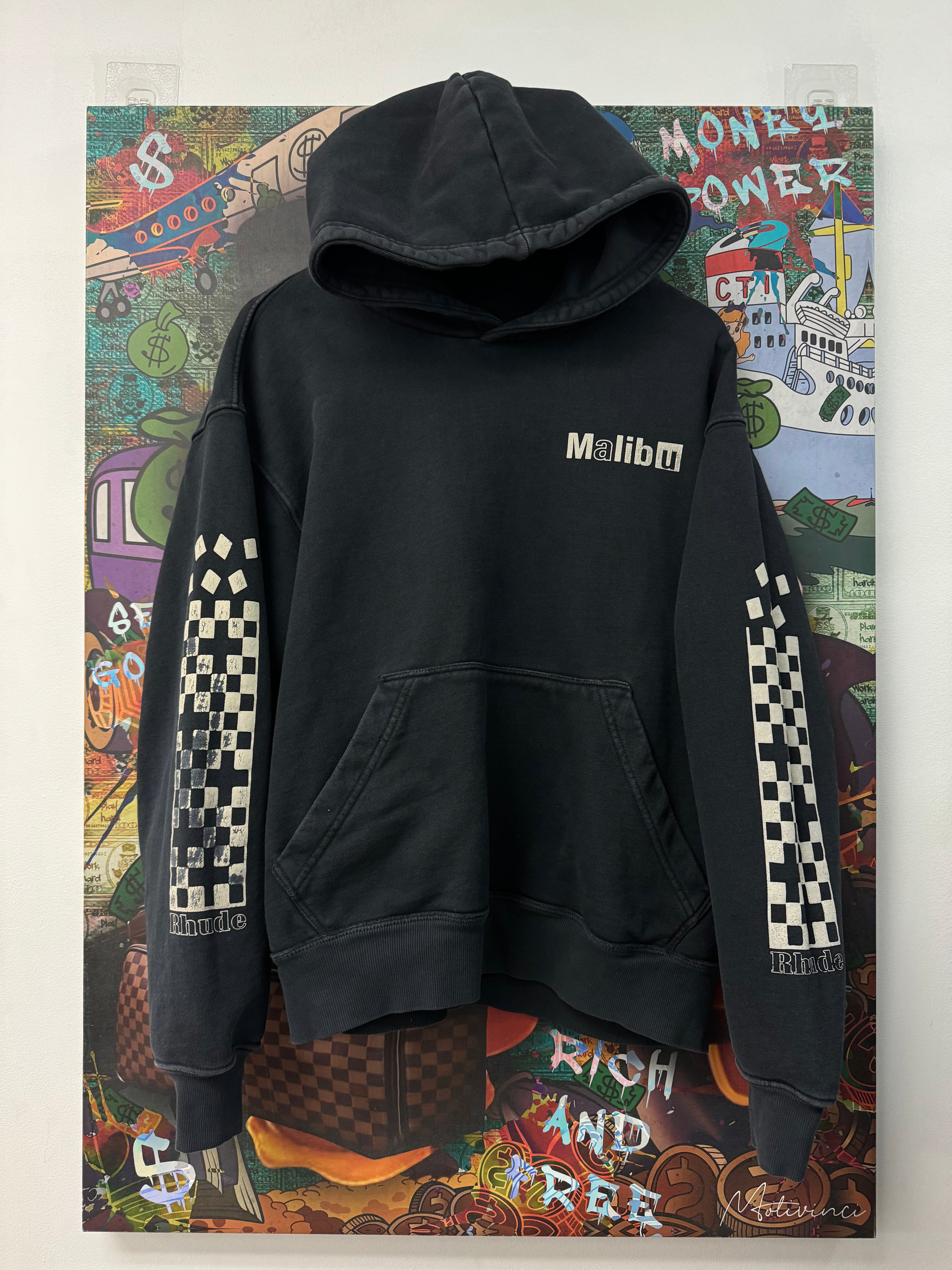 Rhude Malibu Eagle Faded Black Hoodie