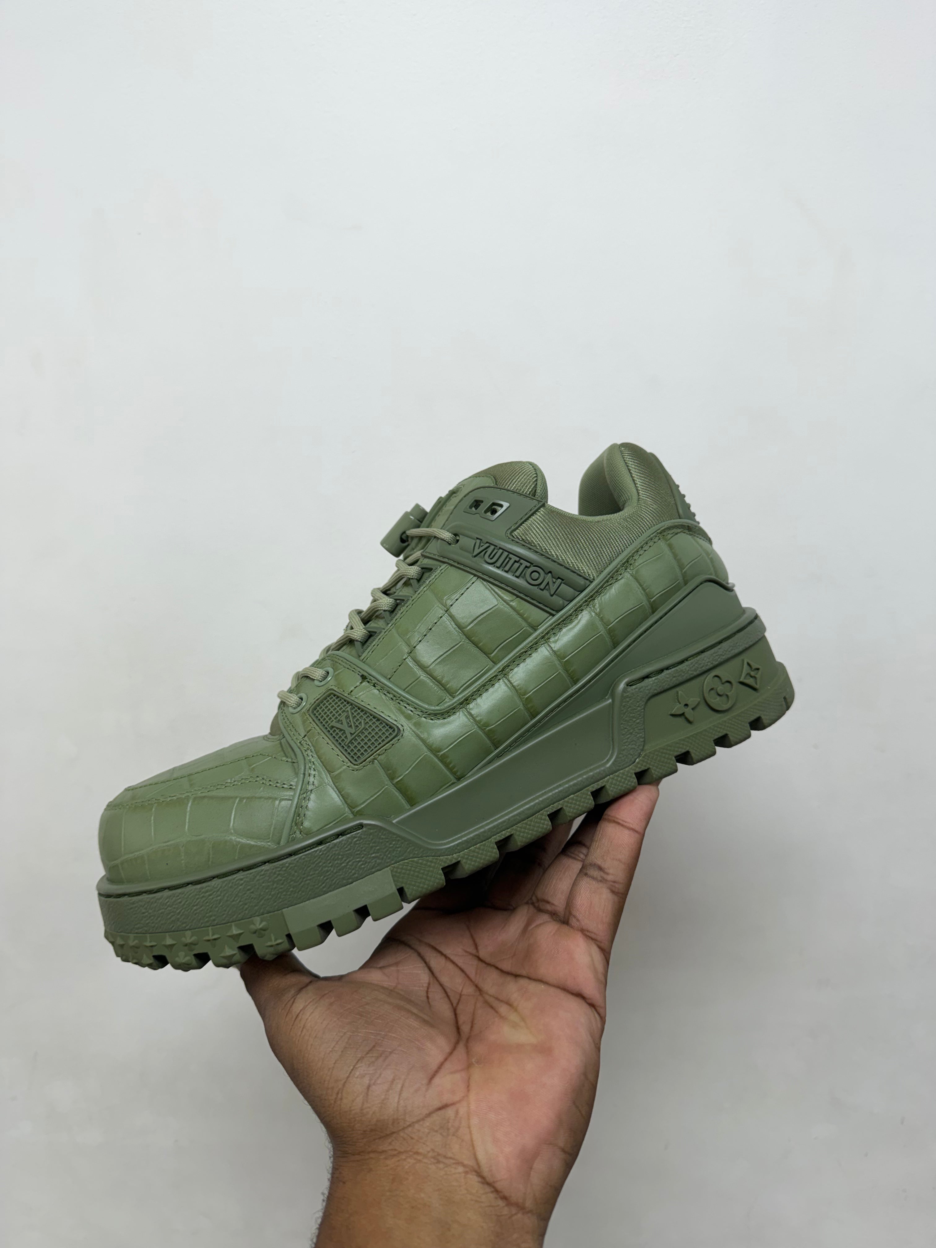 Louis Vuitton Green Croc Maxi Trainer Sneakers