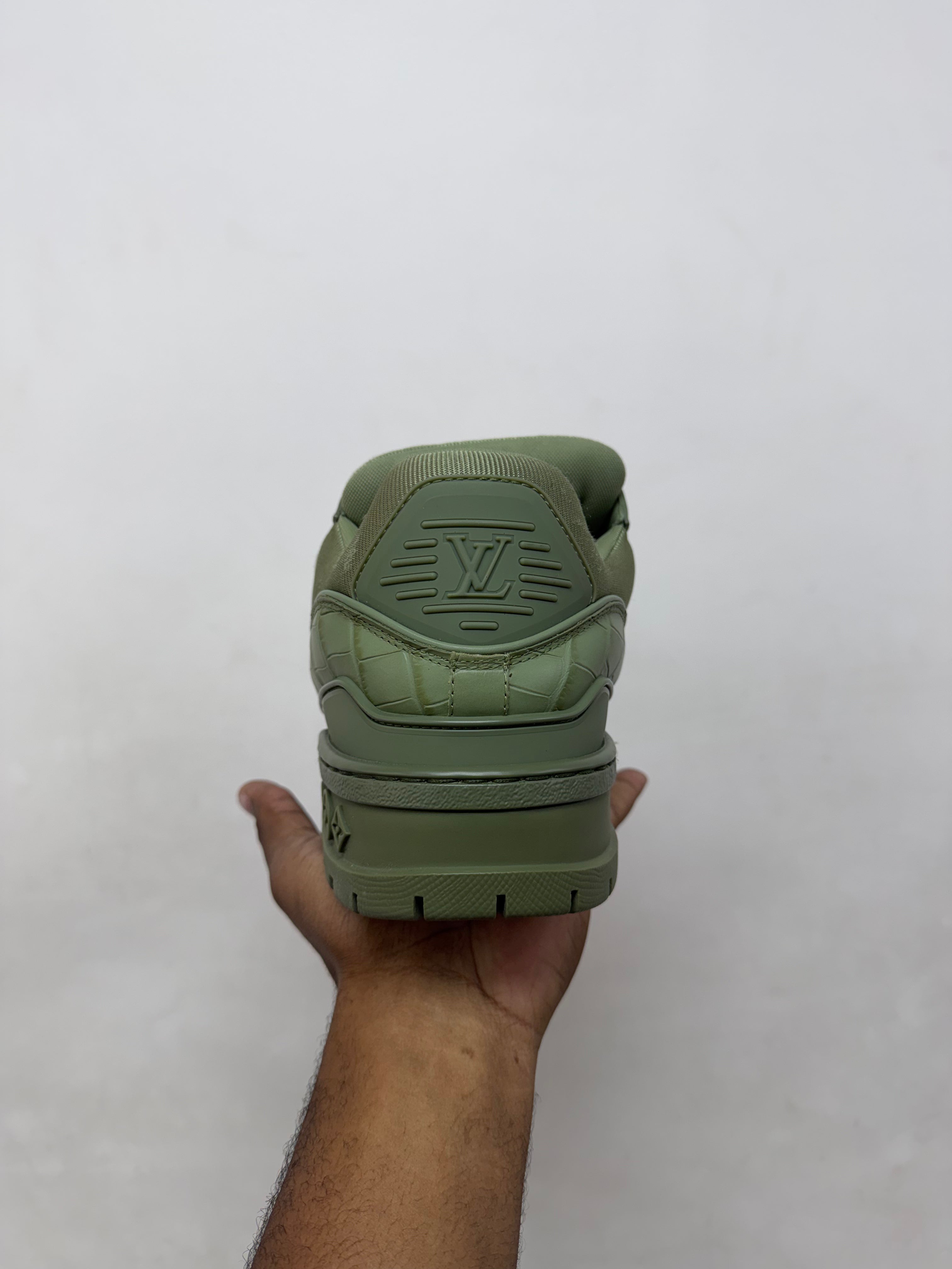 Louis Vuitton Green Croc Maxi Trainer Sneakers