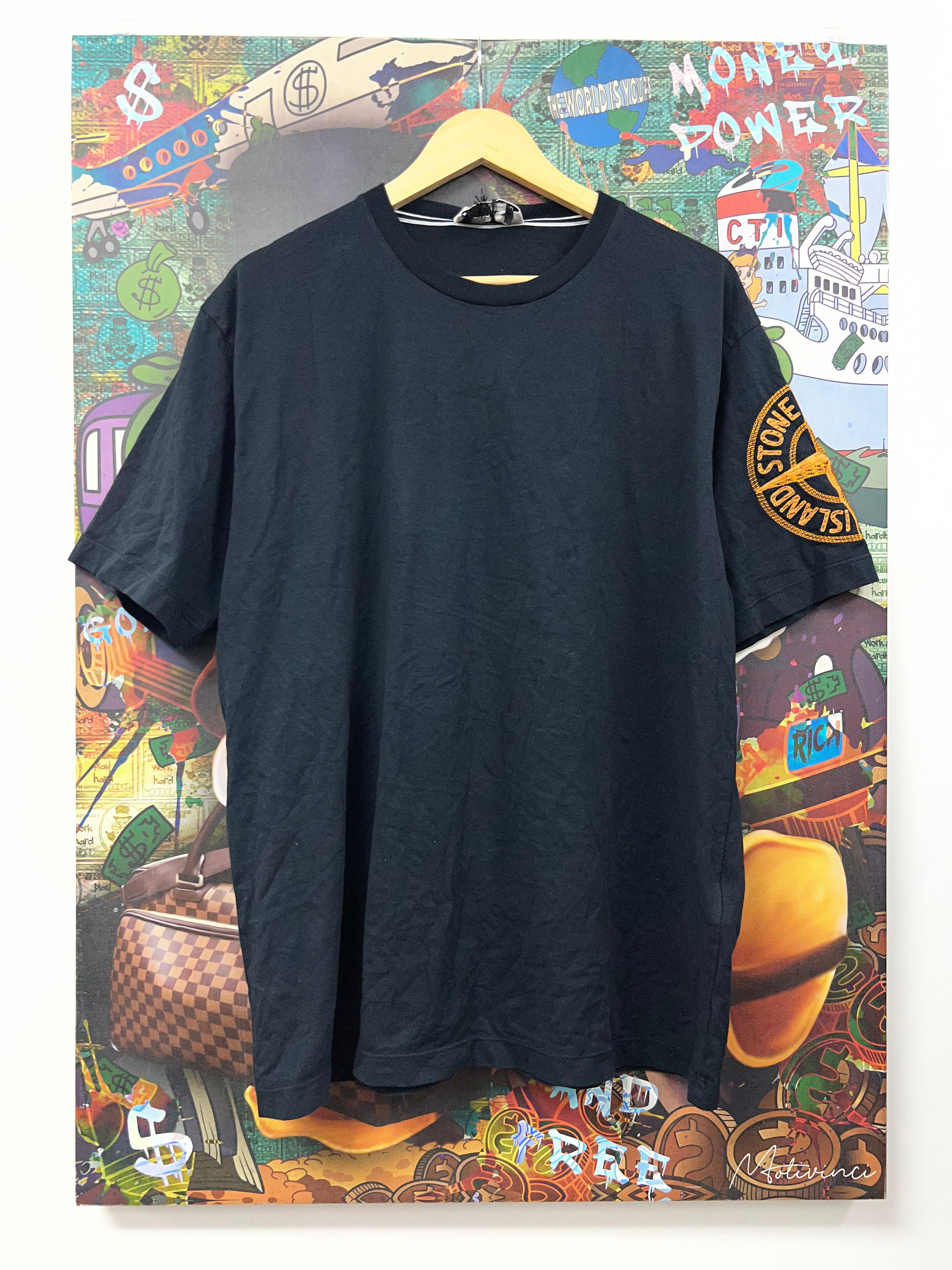 Stone Island Navy Orange Embroidered Tee