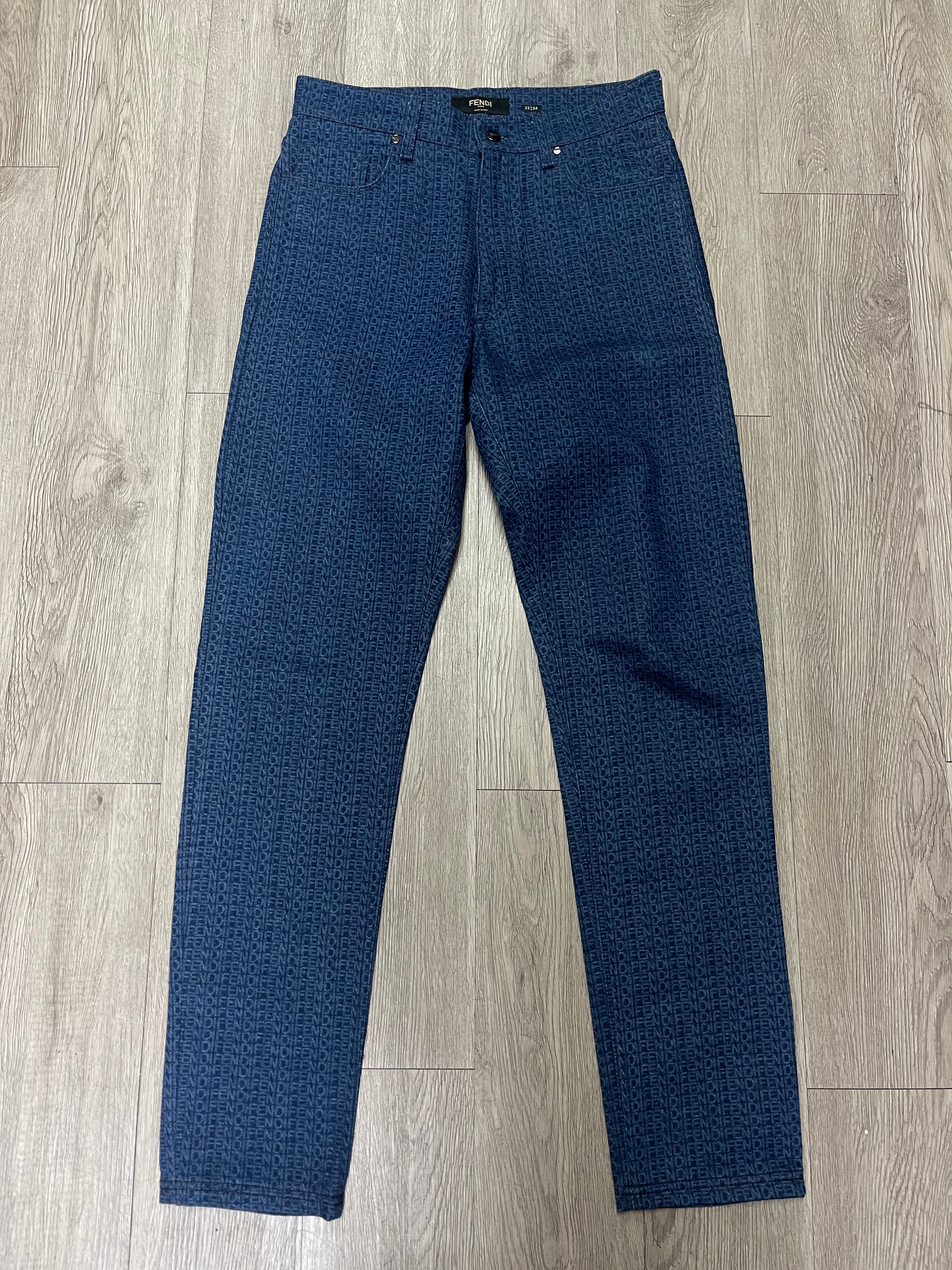 Fendi Navy Monogram Jeans