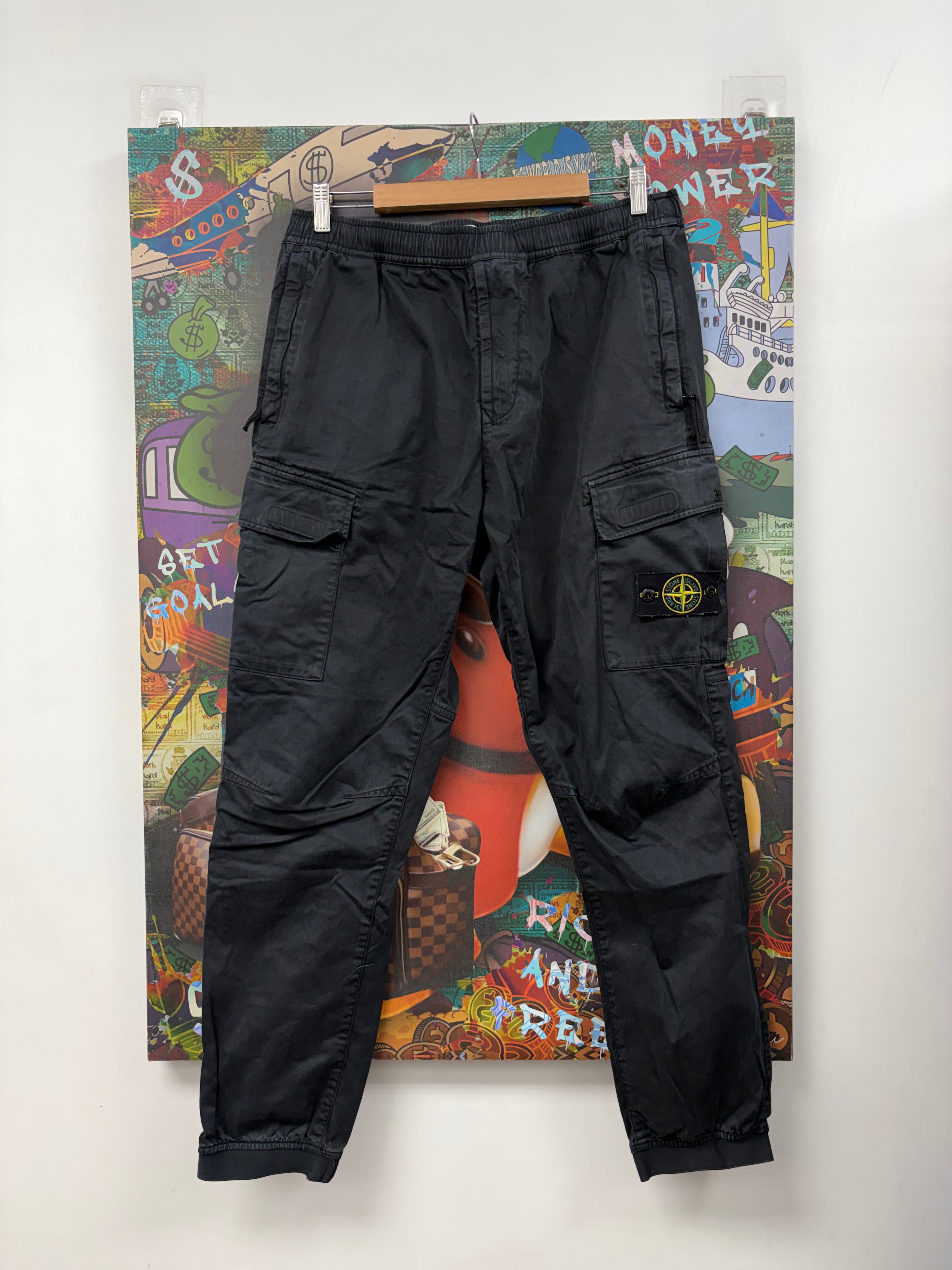 Stone Island Black Jogger Cargo Pants