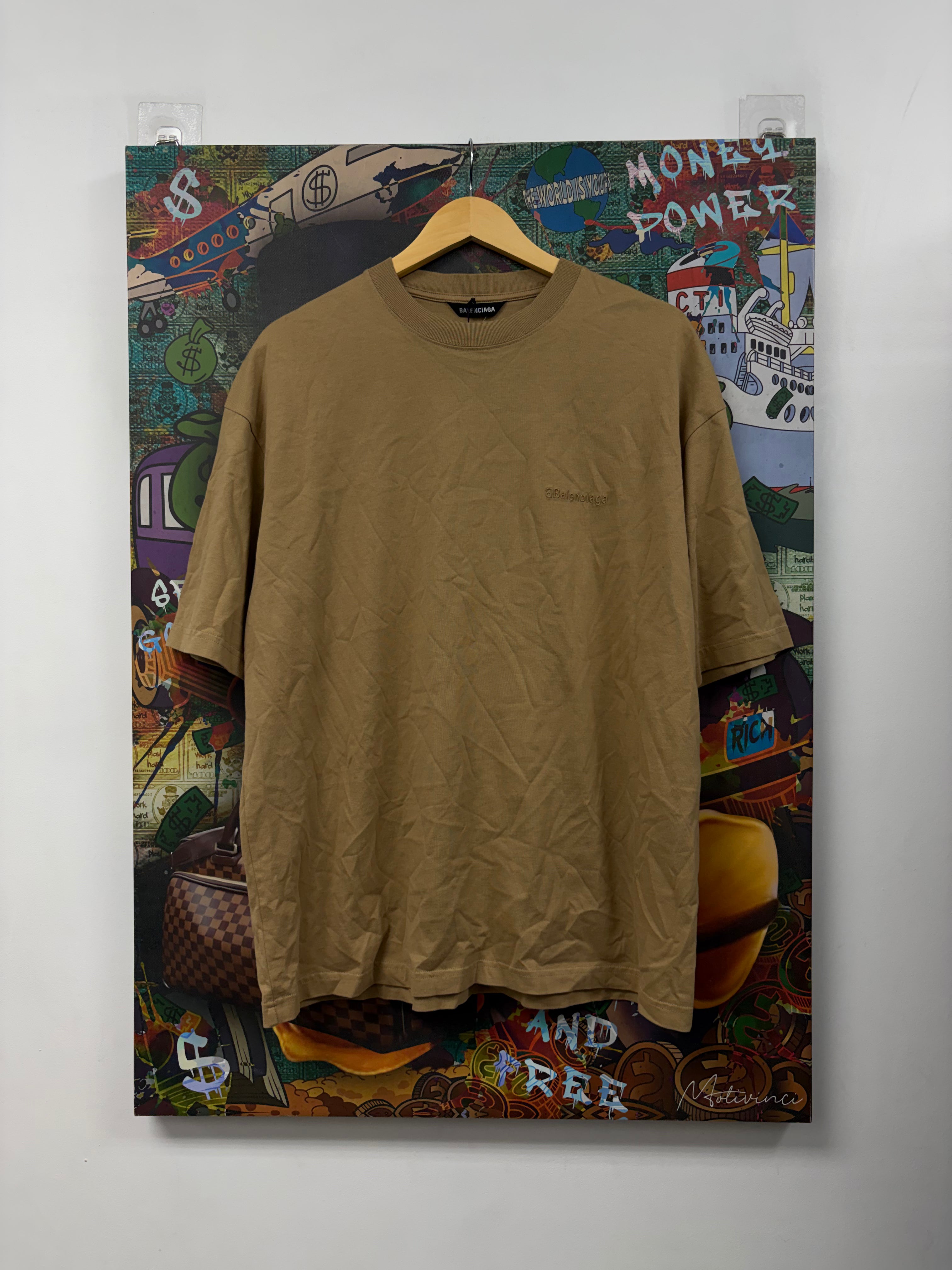 Balenciaga Tan BB Embroidered Tee