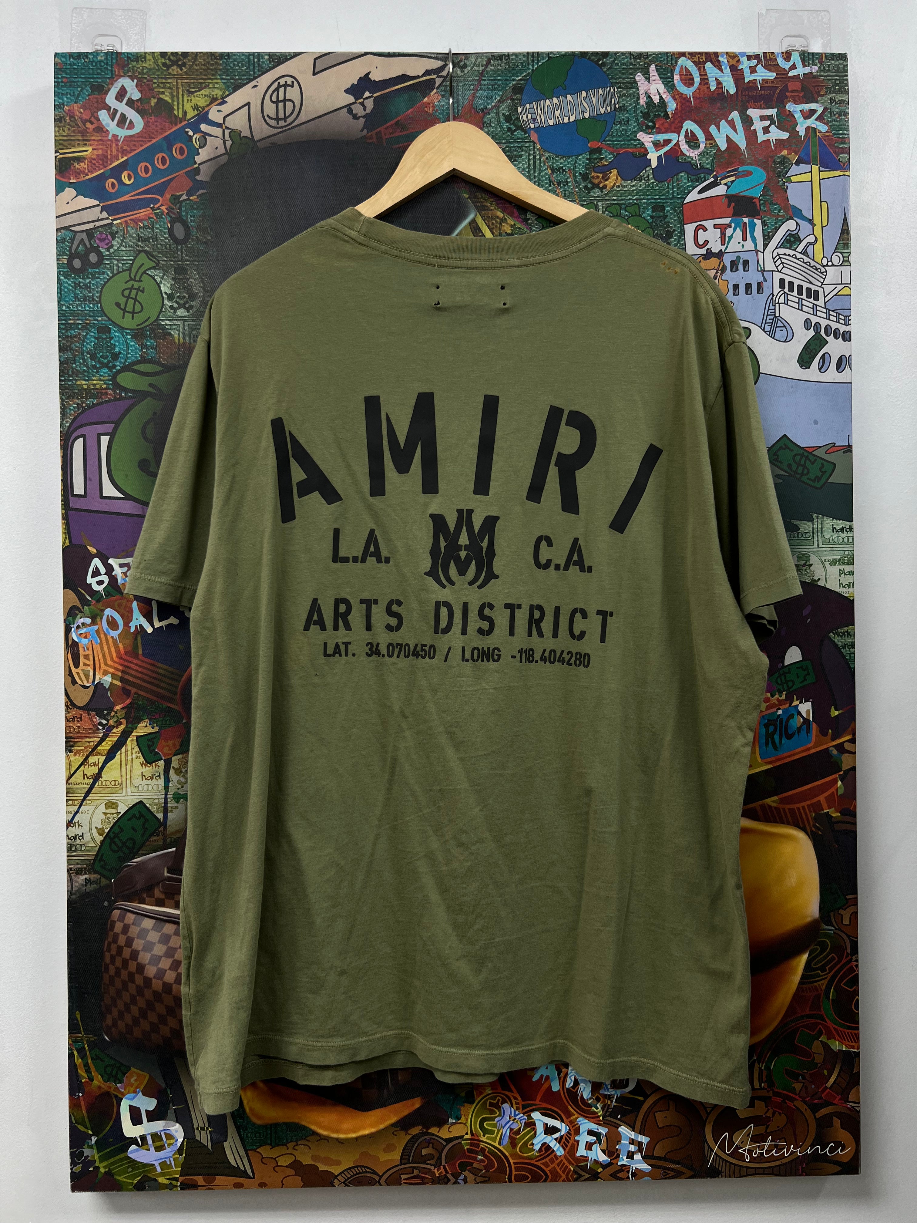 Amiri Olive Black Art District (Underarm Stains) Tee