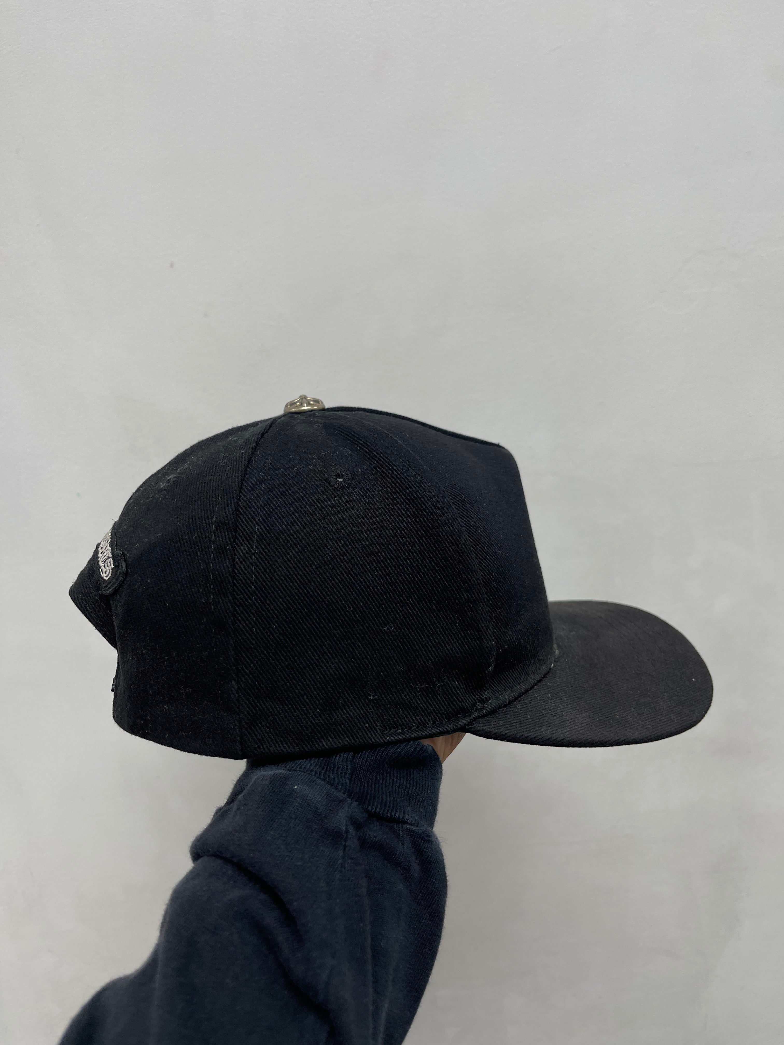 Chrome Hearts Black Vertical Logo Denim Trucker Hat
