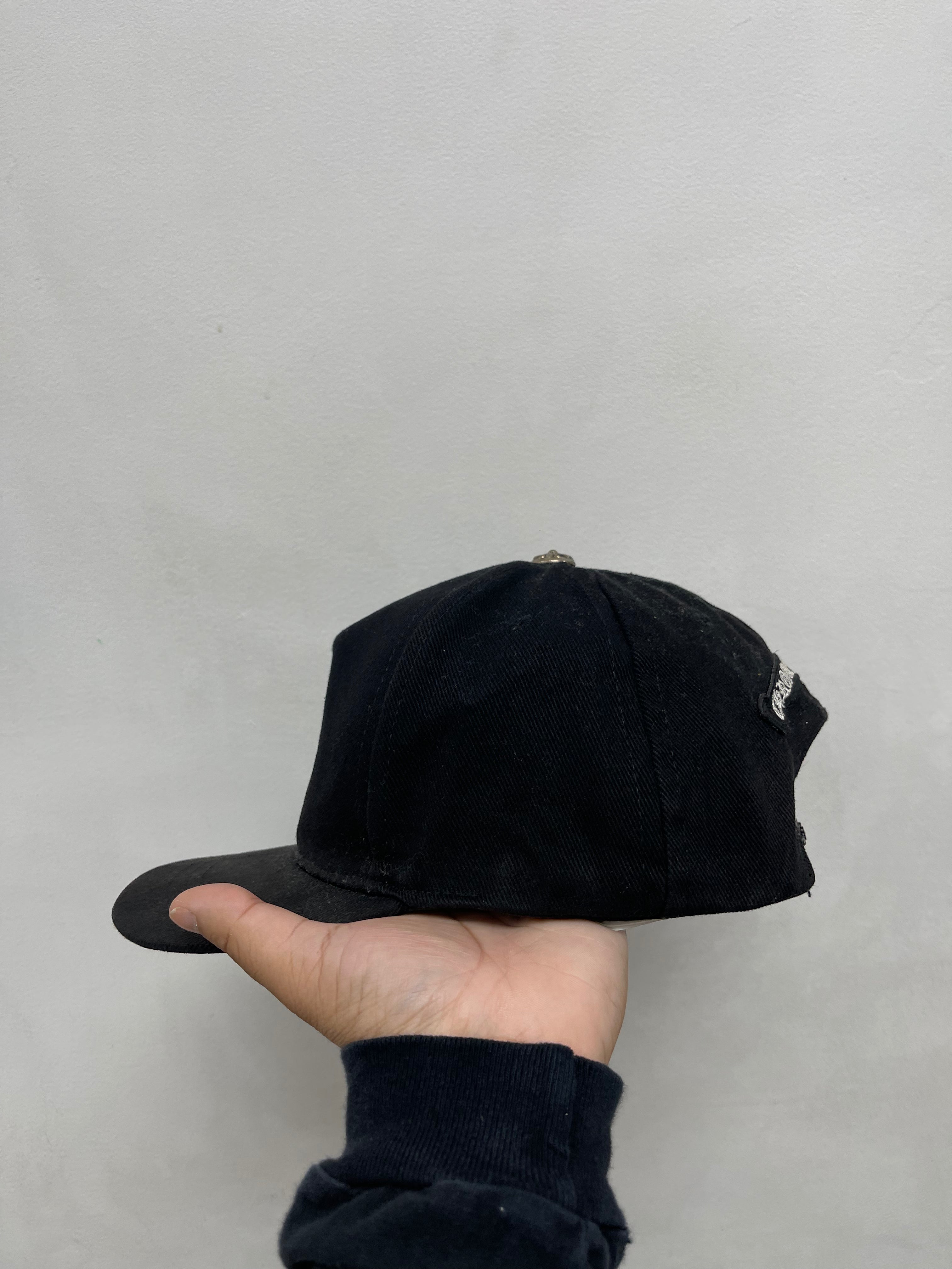 Chrome Hearts Black Vertical Logo Denim Trucker Hat