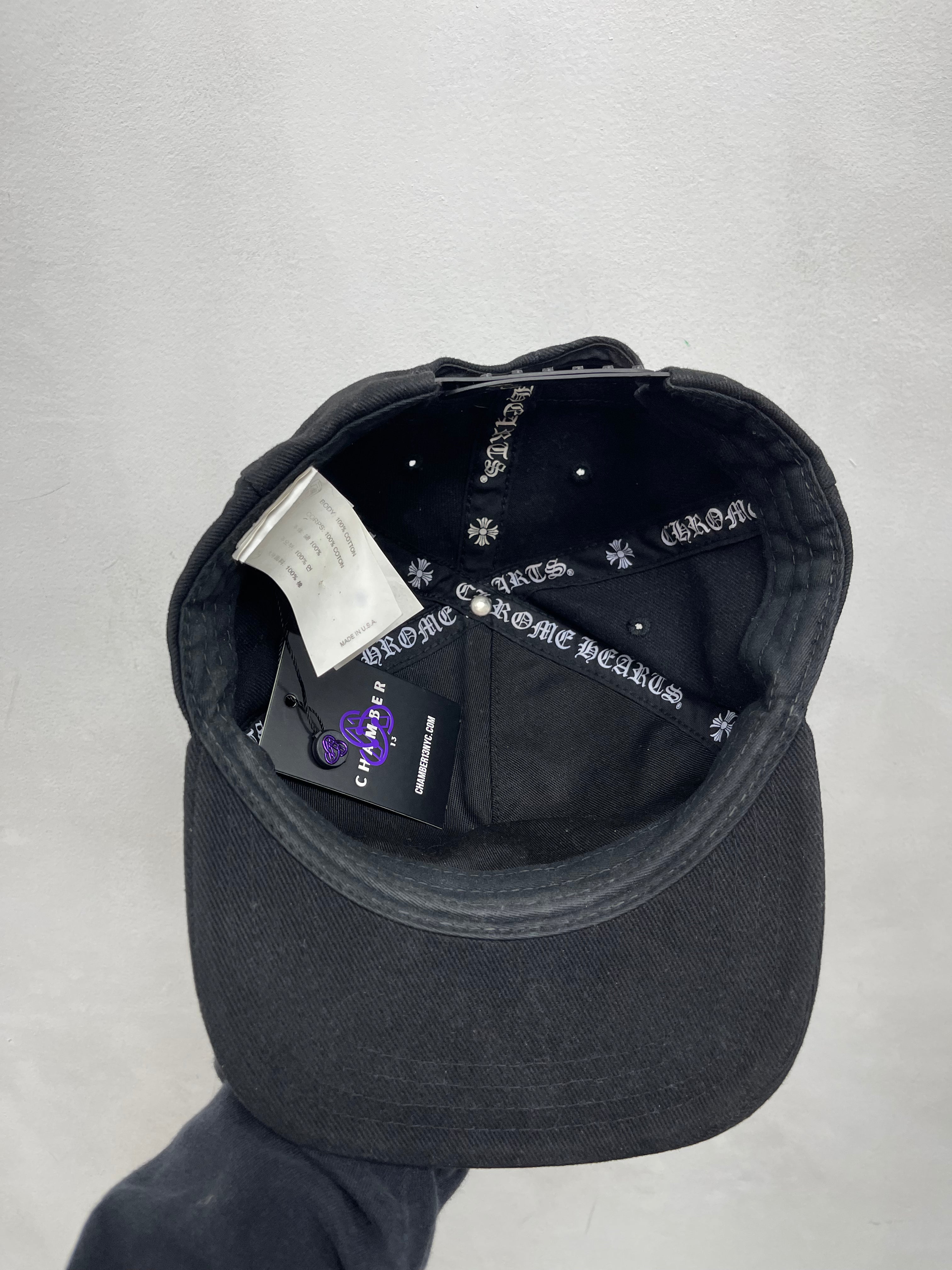 Chrome Hearts Black Vertical Logo Denim Trucker Hat