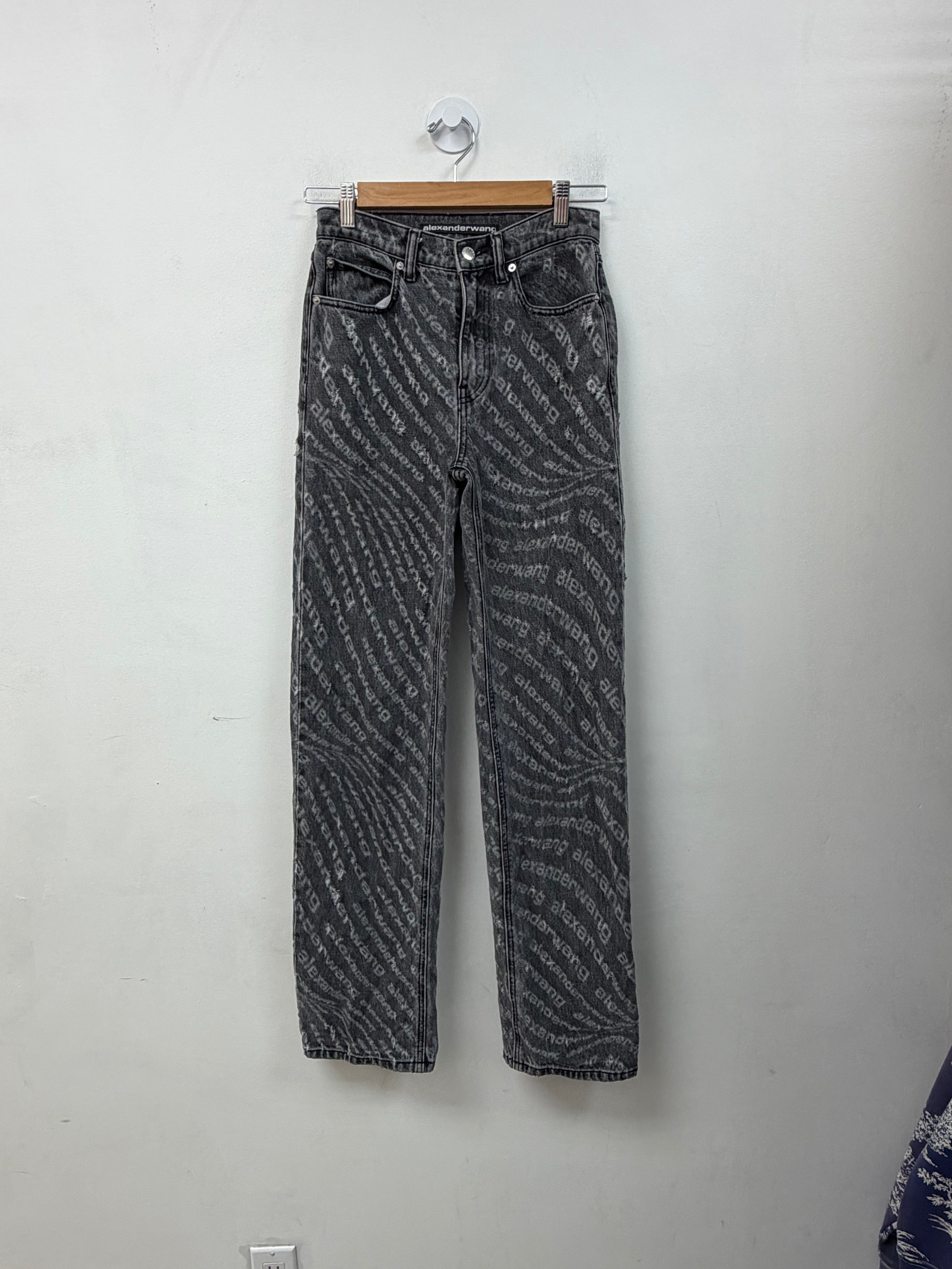Alexander Wang Grey Monogram Distressed Jeans