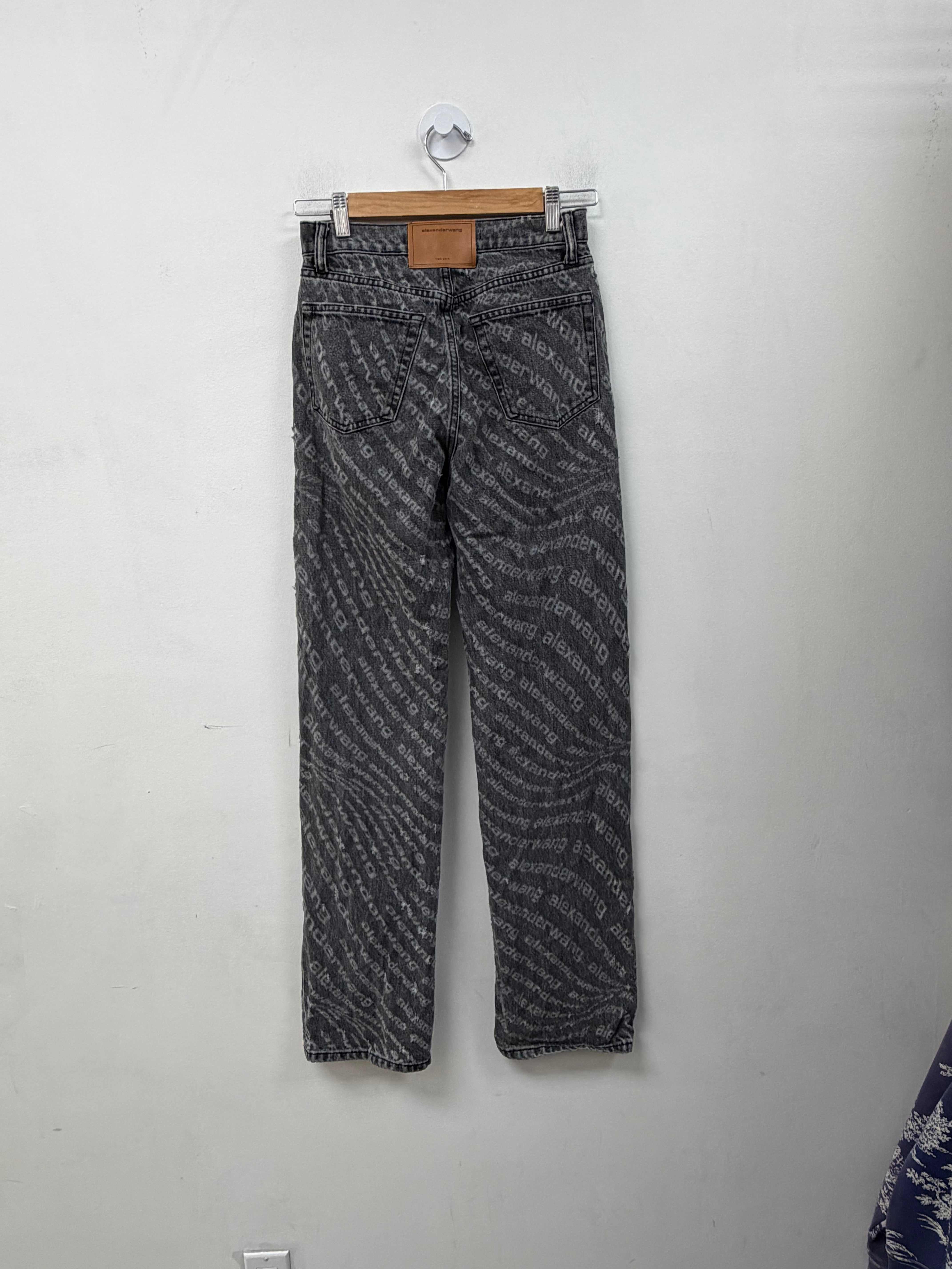 Alexander Wang Grey Monogram Distressed Jeans