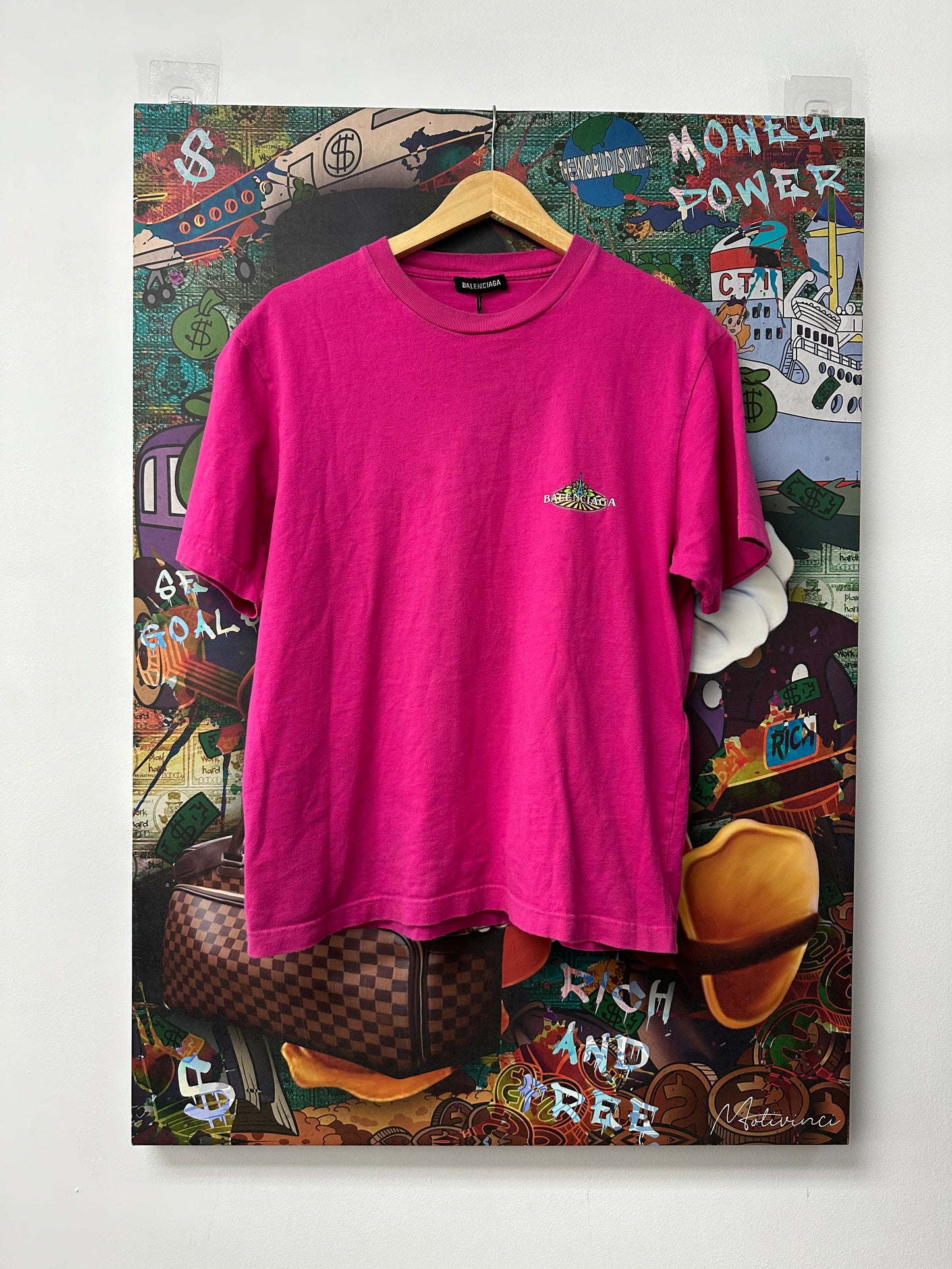 Balenciaga Pink Bonjour Tee Used