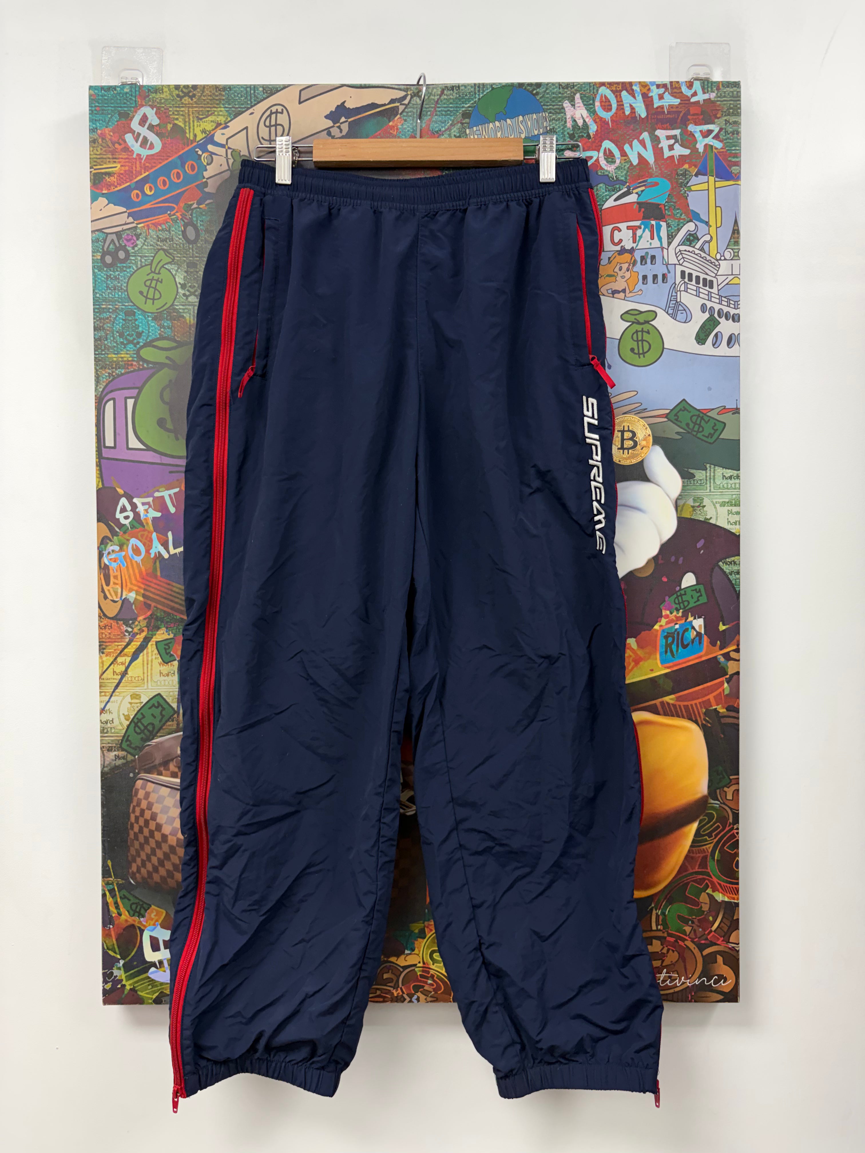 Supreme Navy Red Logo Track Pants