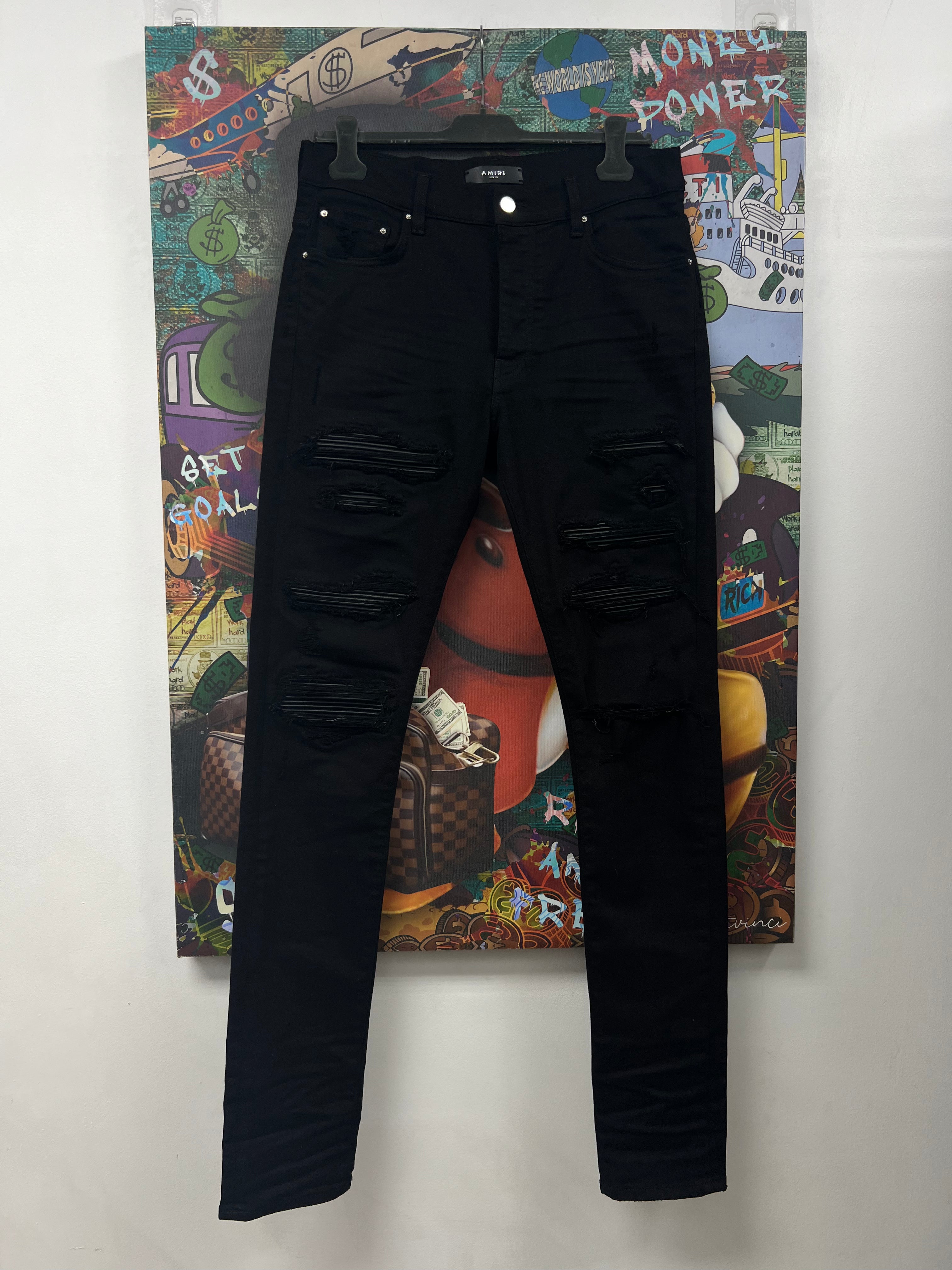 Amiri Black Black Thrasher Patch Jeans