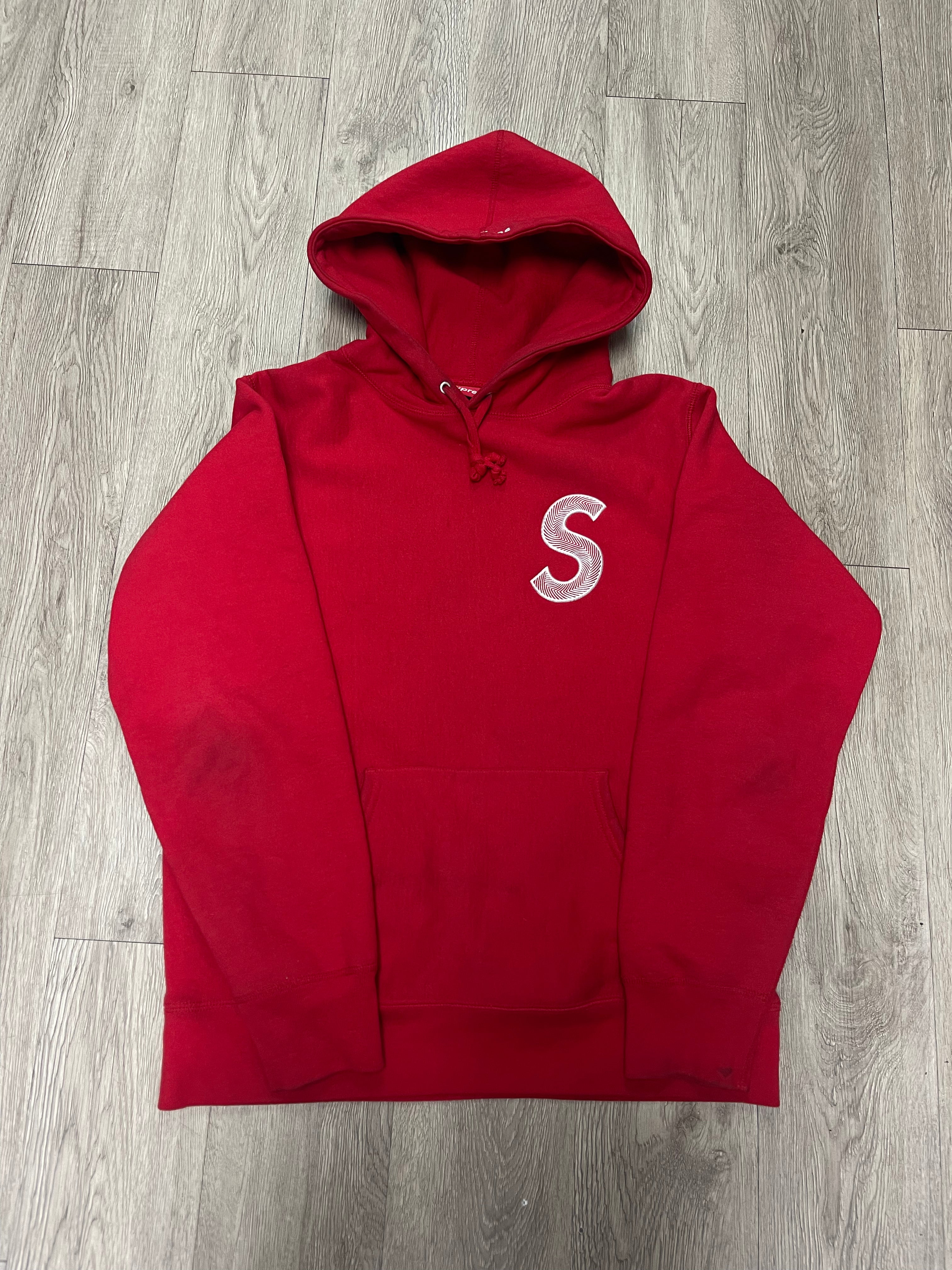 Supreme Red White Spiral S Logo Hoodie