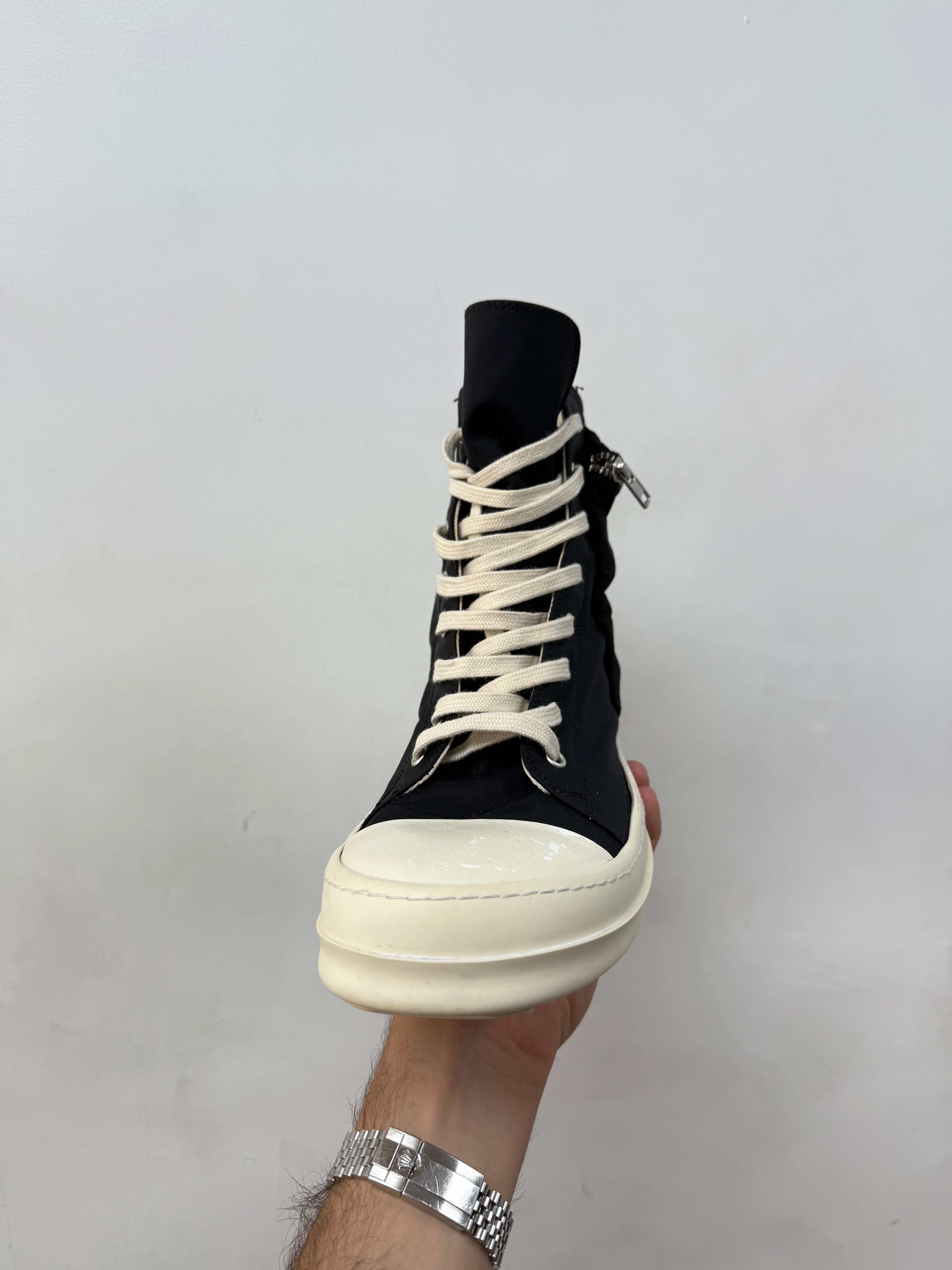 Rick Owens Black Nylon Cargo Ramone High Sneakers