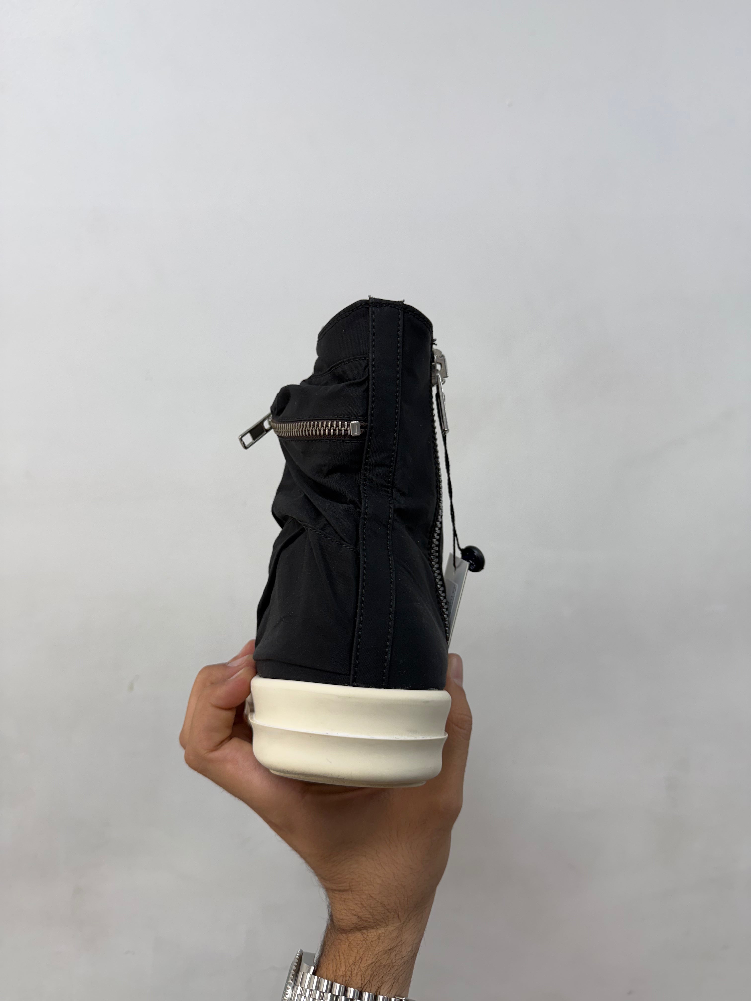 Rick Owens Black Nylon Cargo Ramone High Sneakers