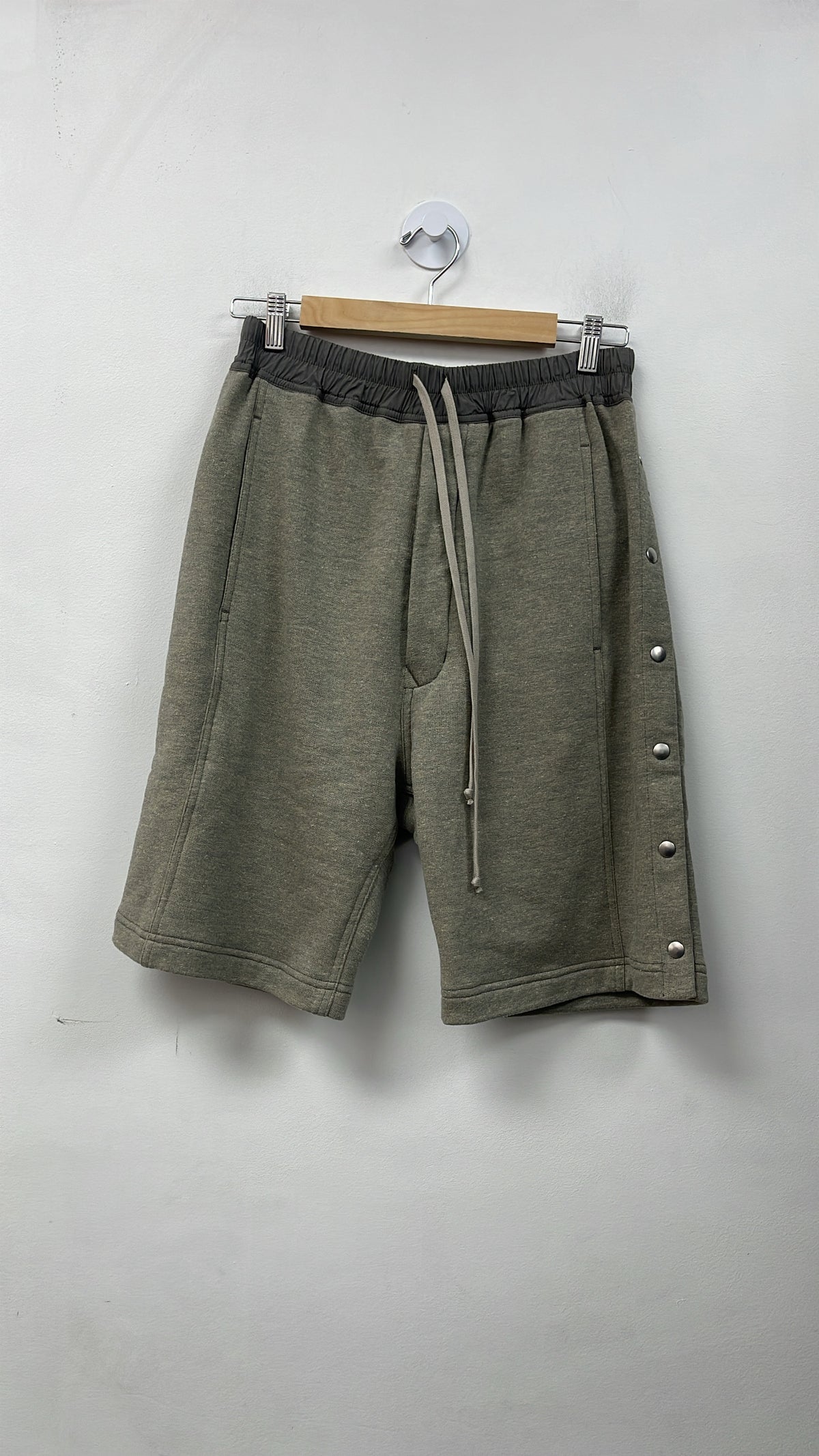 Rick Owens Grey Melange Wide Pusher Shorts