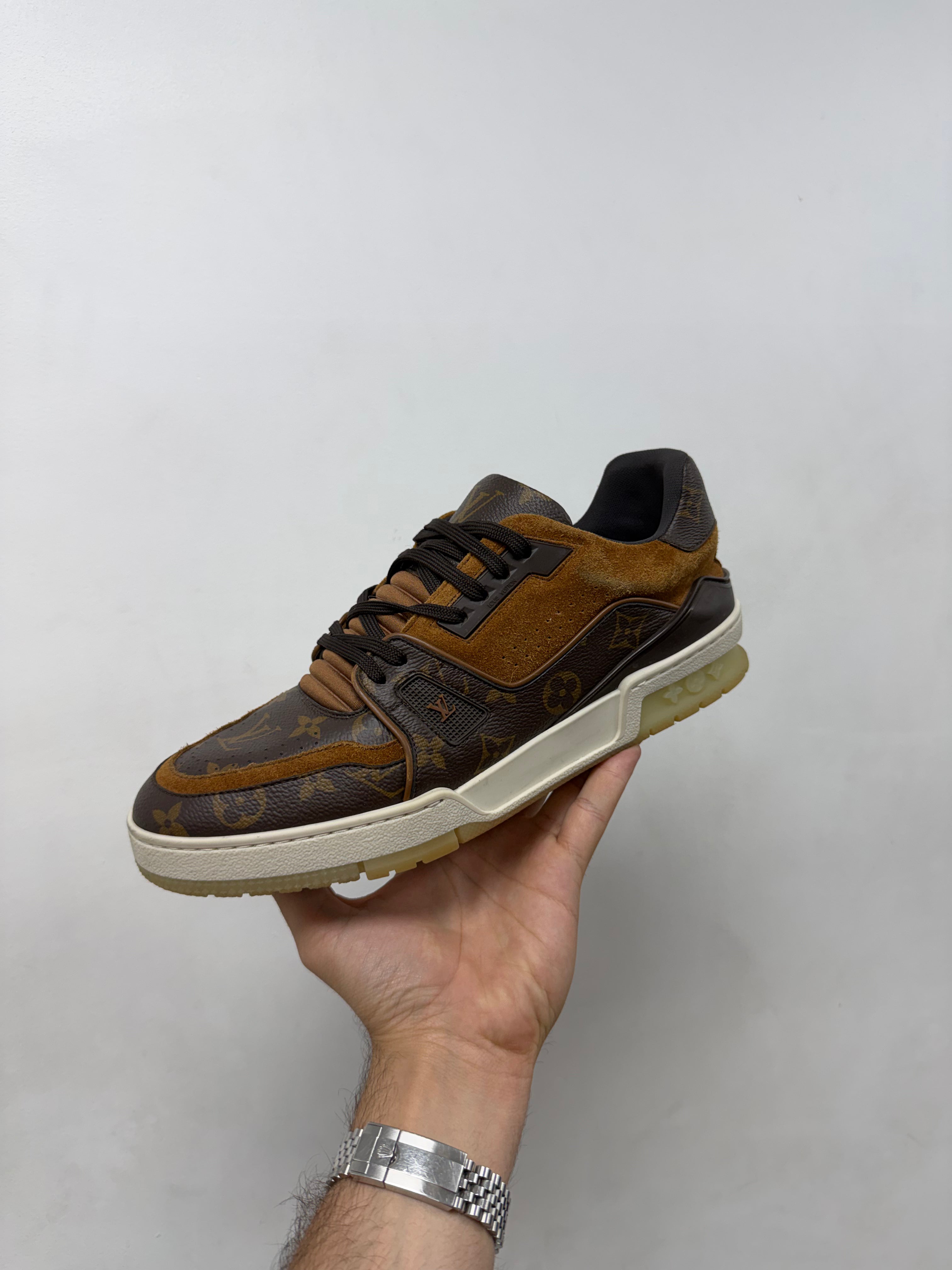 Louis Vuitton Brown Suede Translucent Monogram Trainer Sneakers