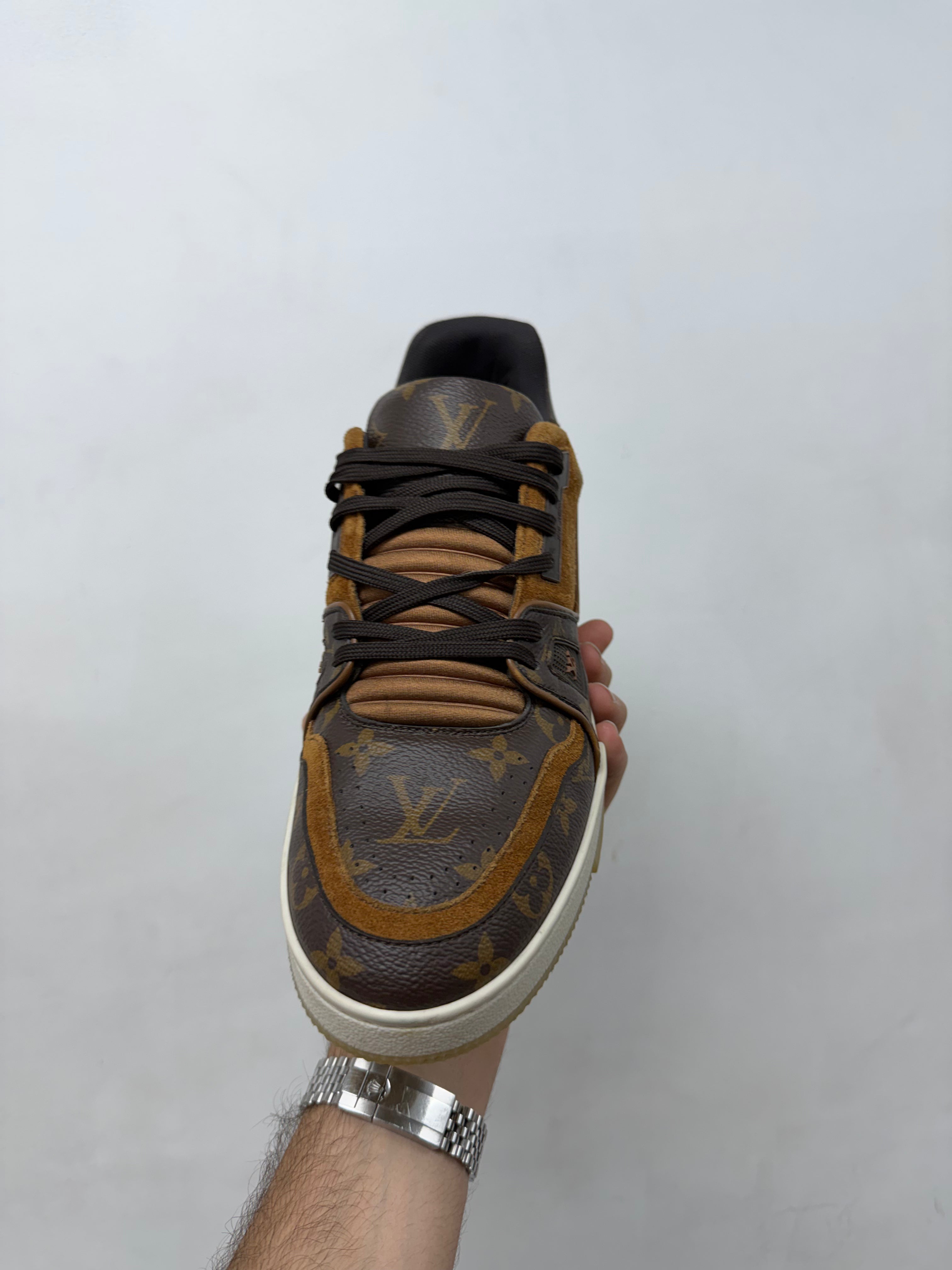 Louis Vuitton Brown Suede Translucent Monogram Trainer Sneakers