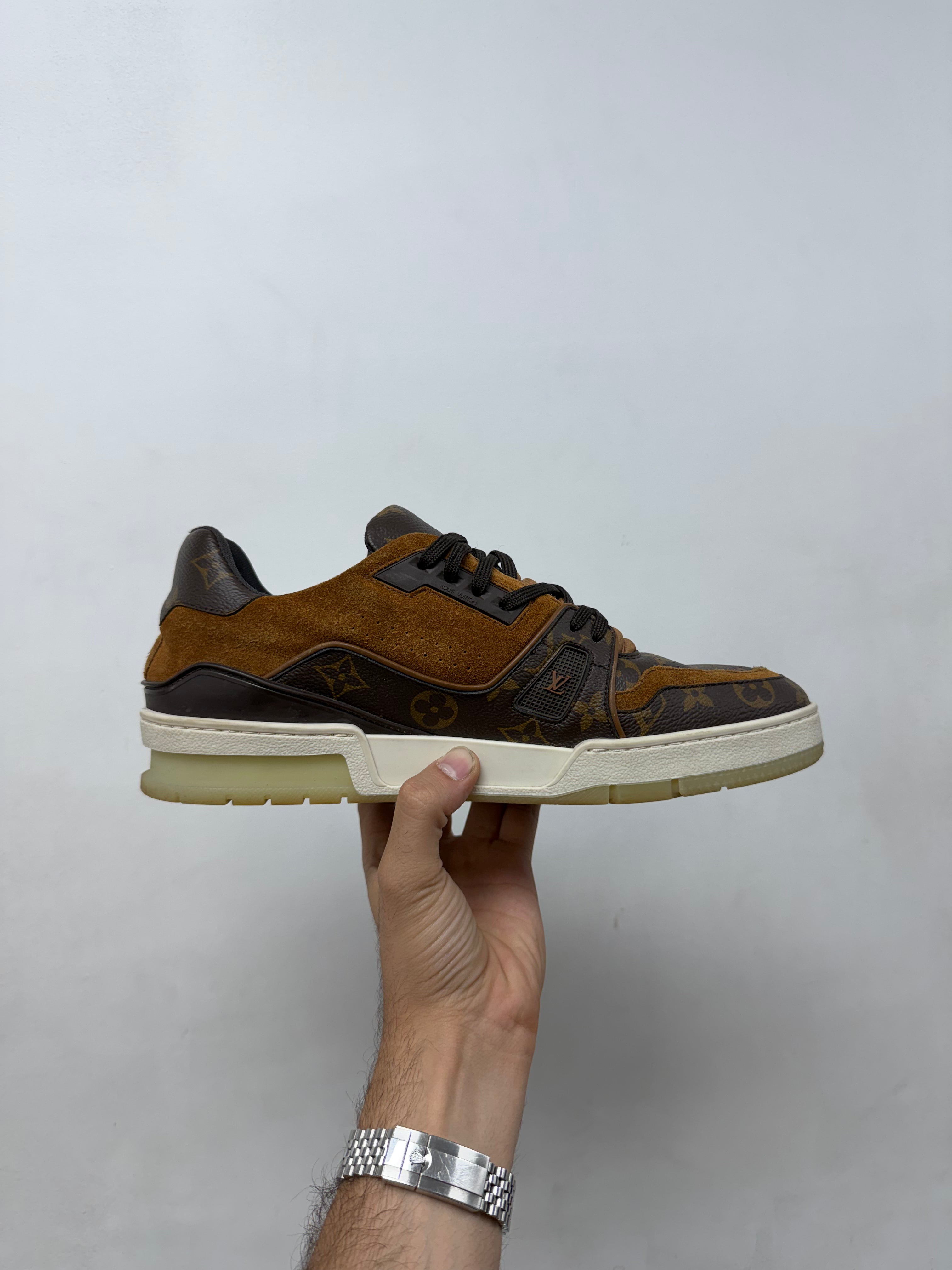 Louis Vuitton Brown Suede Translucent Monogram Trainer Sneakers