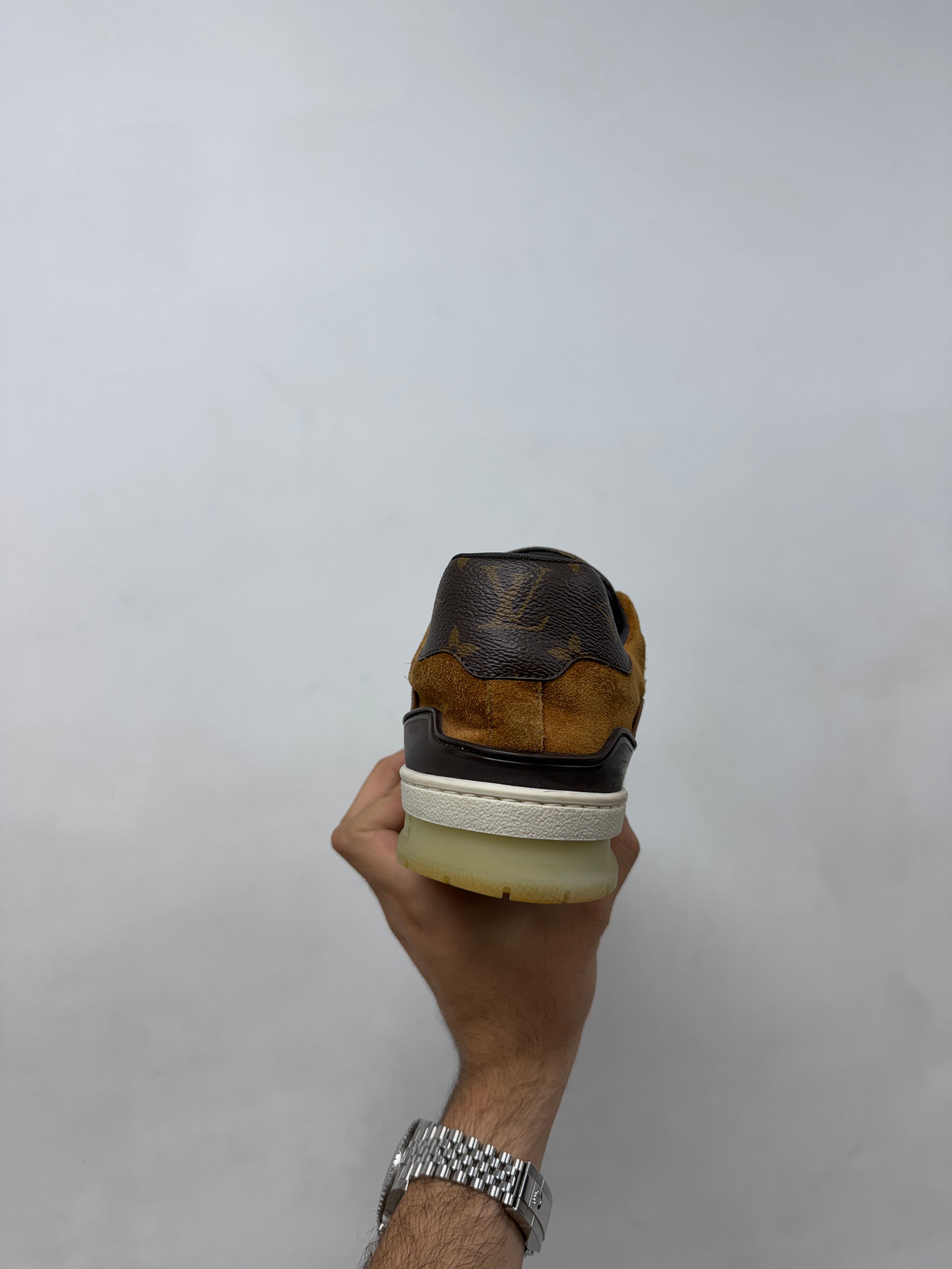Louis Vuitton Brown Suede Translucent Monogram Trainer Sneakers