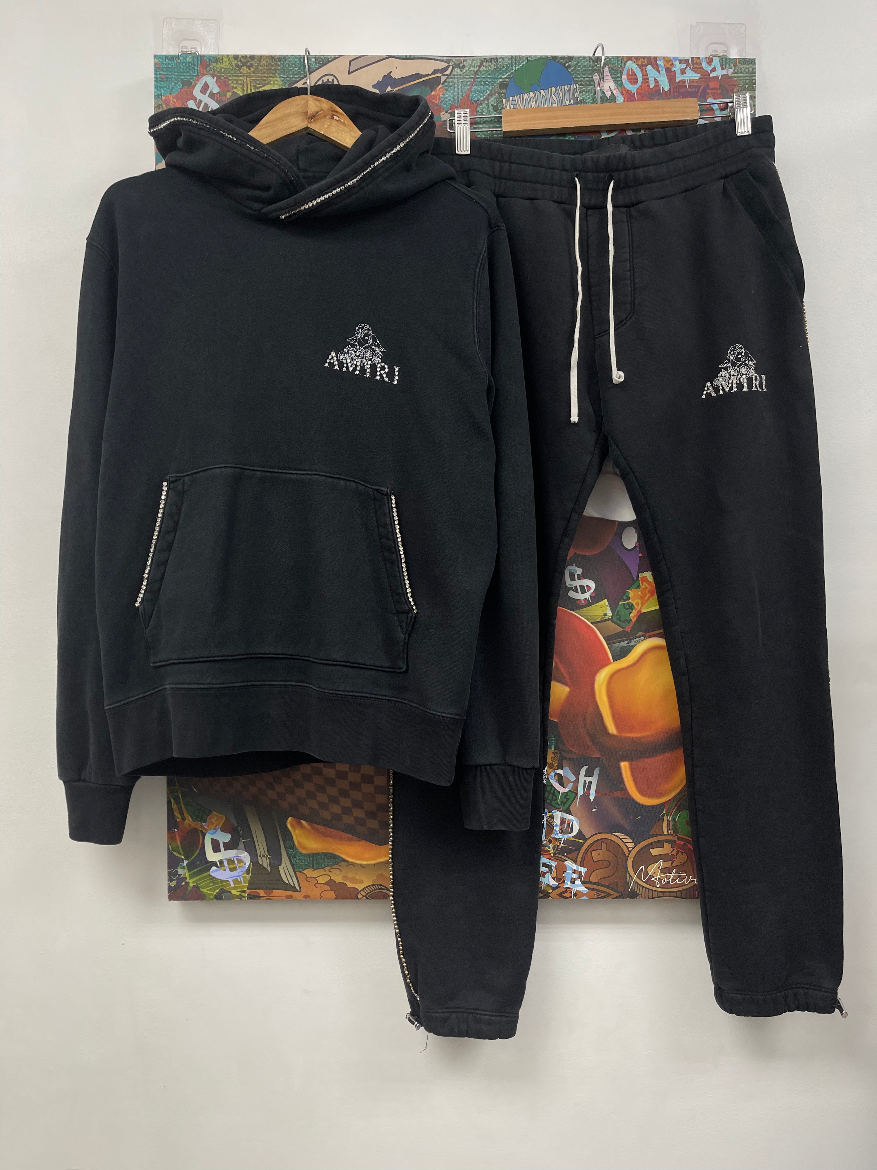 Amiri Black Crystal Cherub Sweatsuit