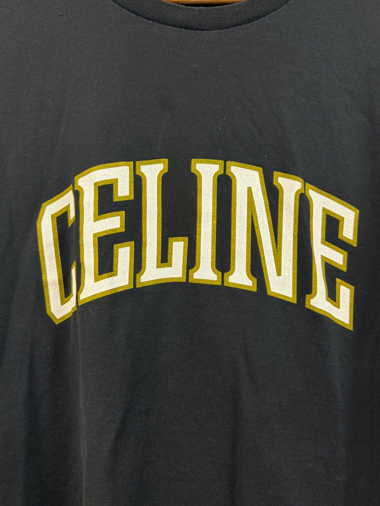 Celine Arc Logo Tee Black Mustard Yellow Used
