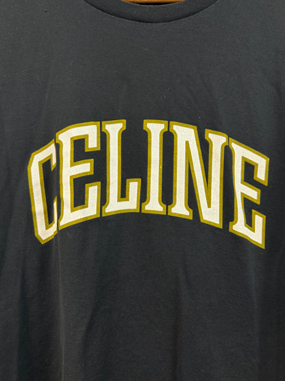 Celine Arc Logo Tee Black Mustard Yellow Used