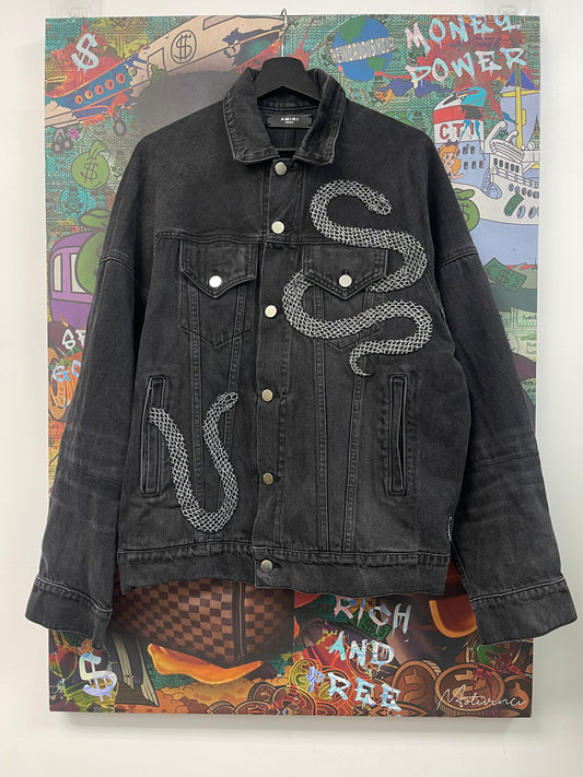 Amiri Black Snake Glitter Jacket