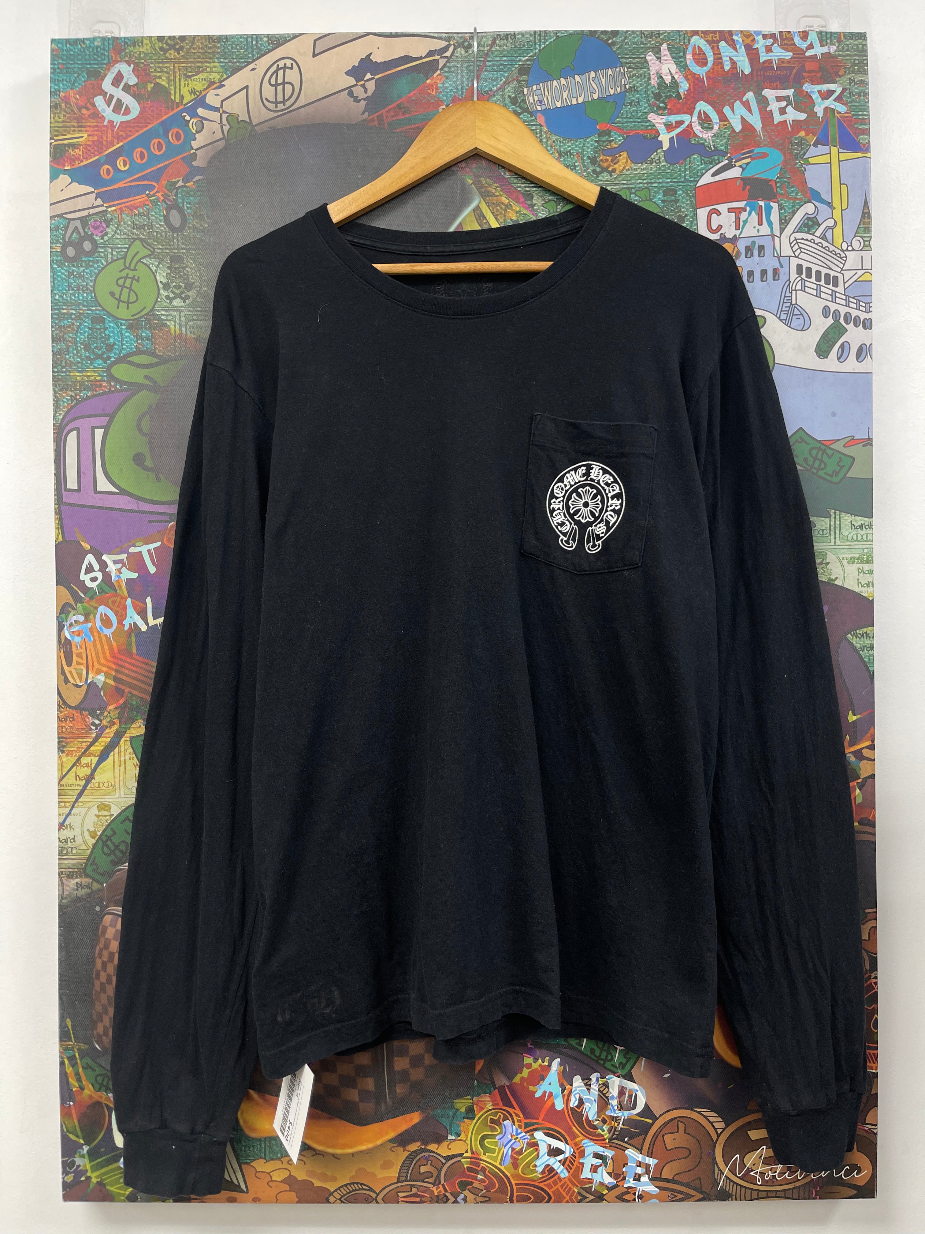 Chrome Hearts Black Floral Horseshoe Long Sleeve