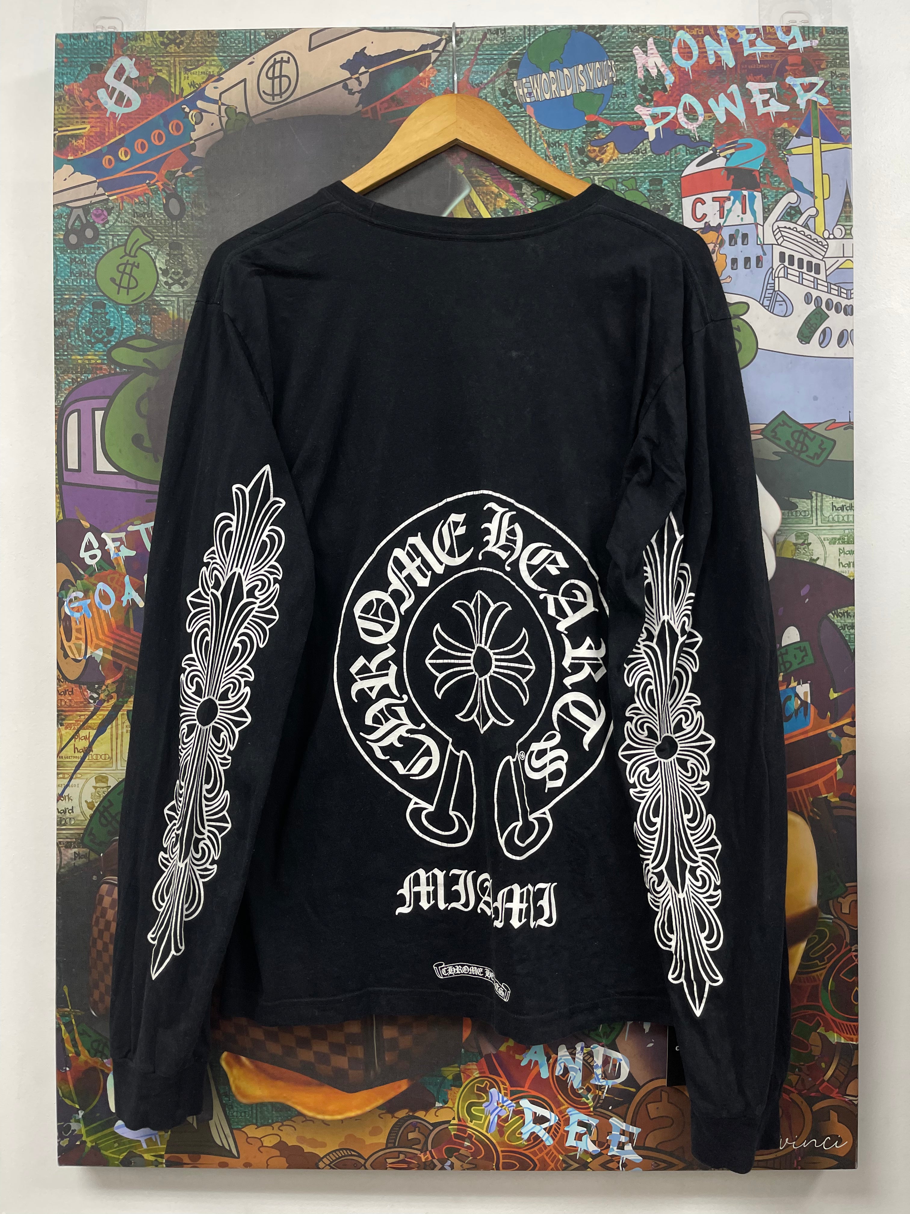Chrome Hearts Black Floral Horseshoe Long Sleeve