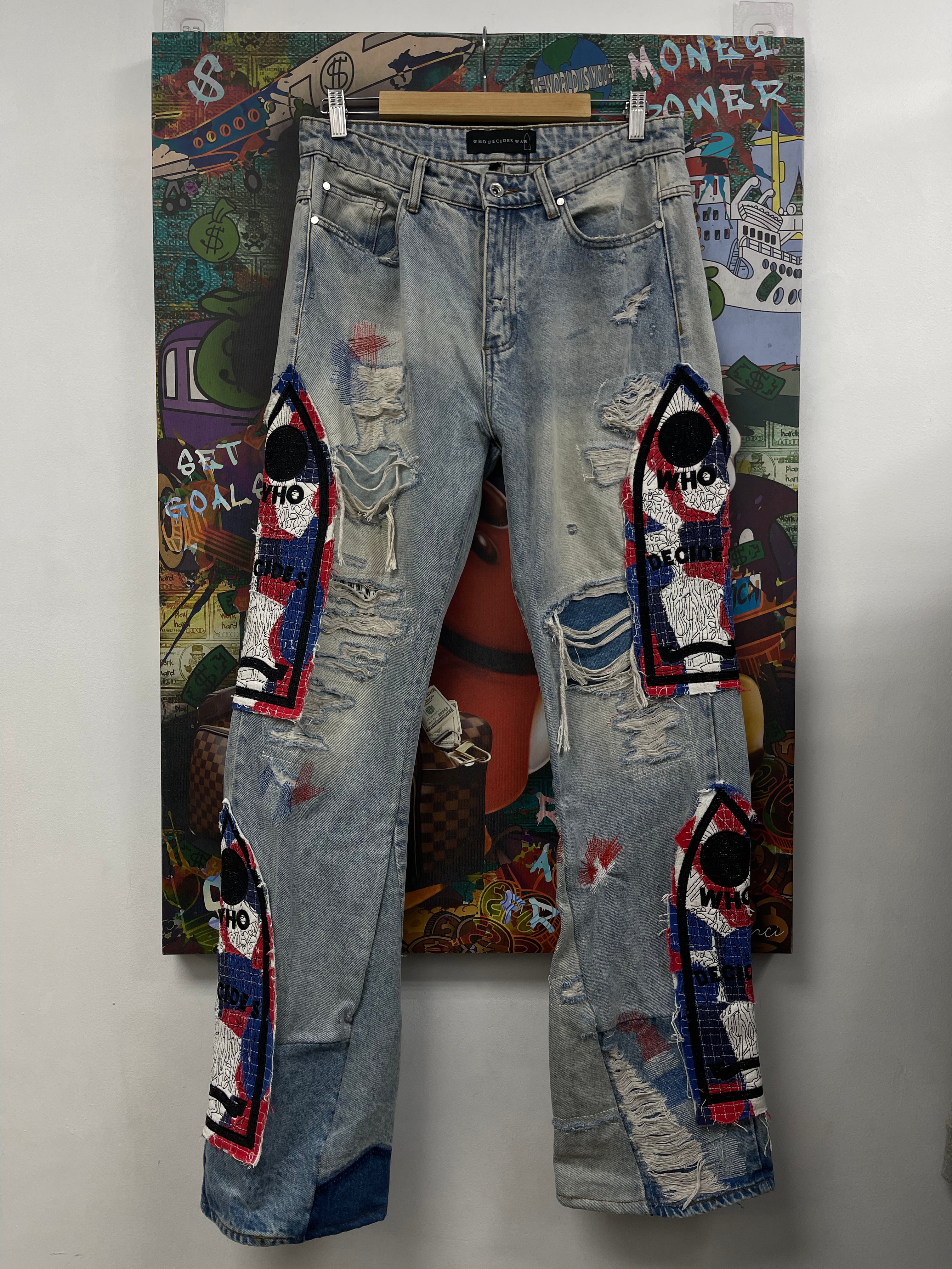Who Decides War Light Wash Glory Patch Jeans