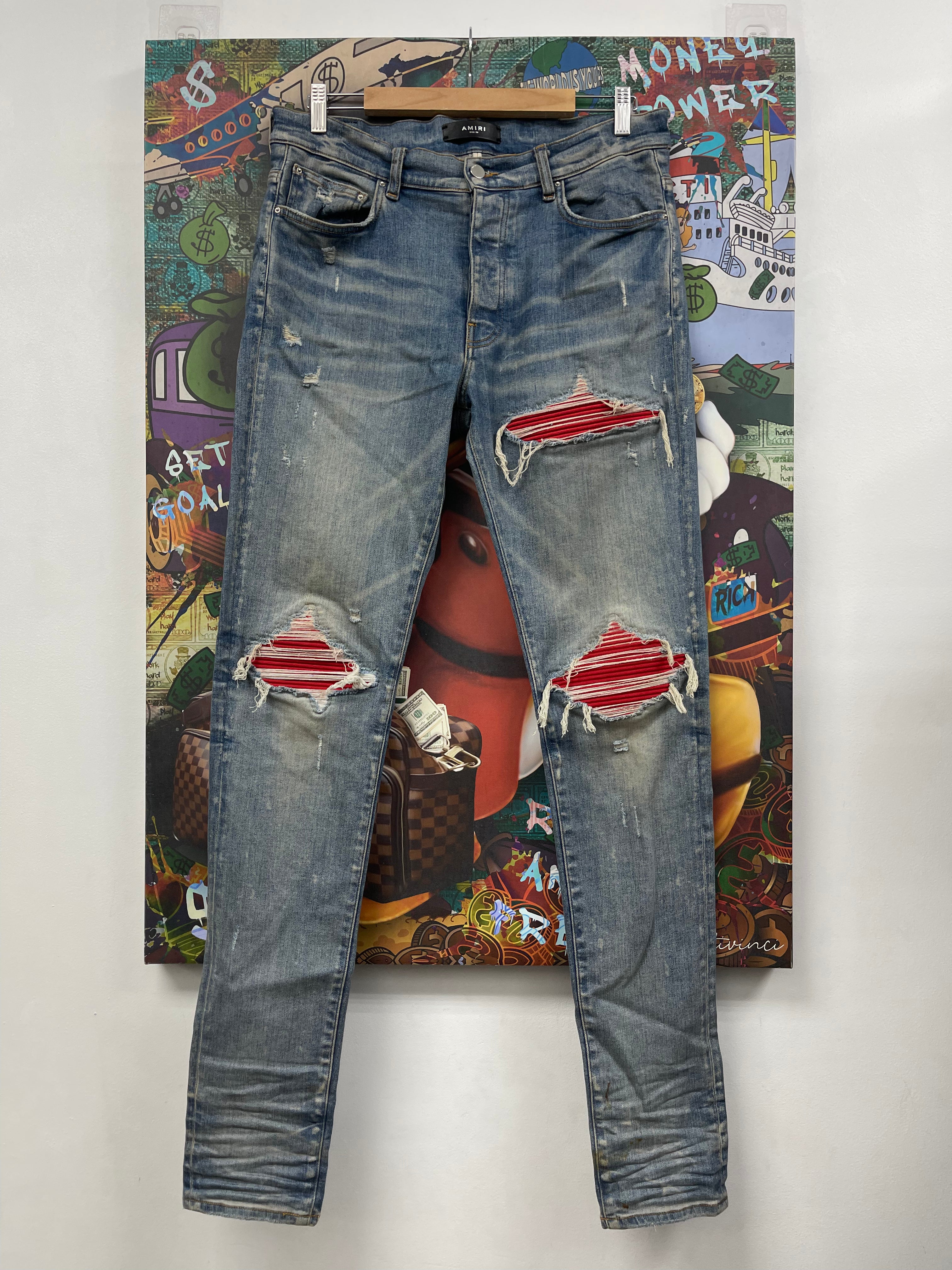 Amiri LiGht Wash Red Patch MX1 Jeans