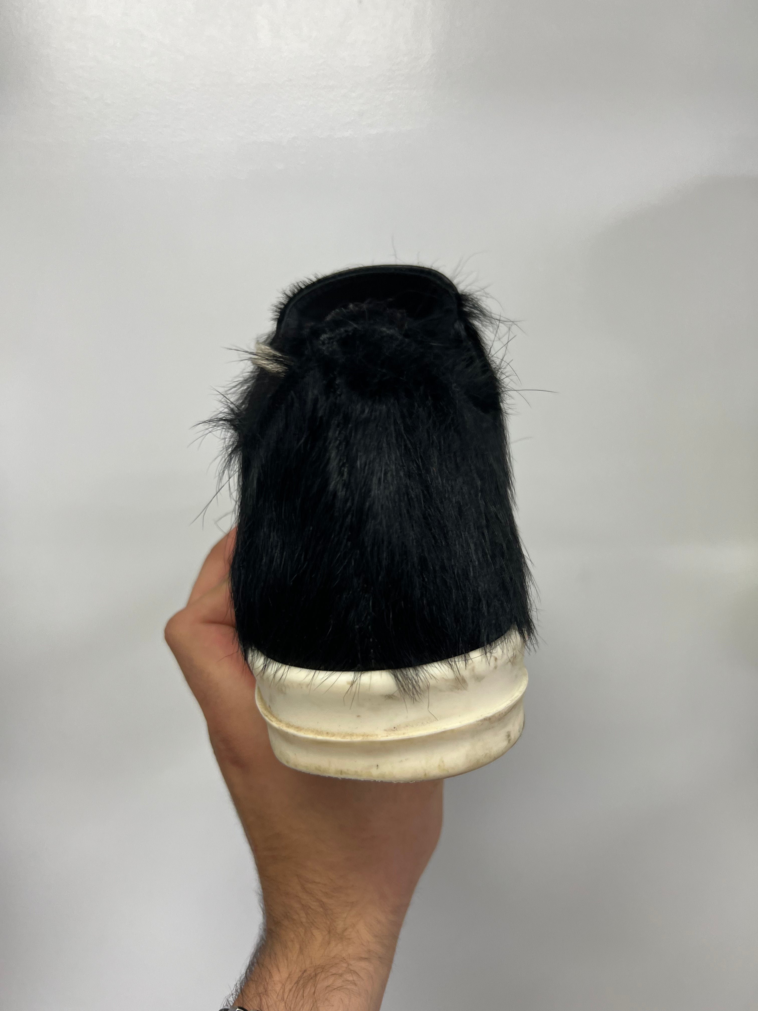 Rick Owens Black Milk Ponyhair Ramone Sneakers