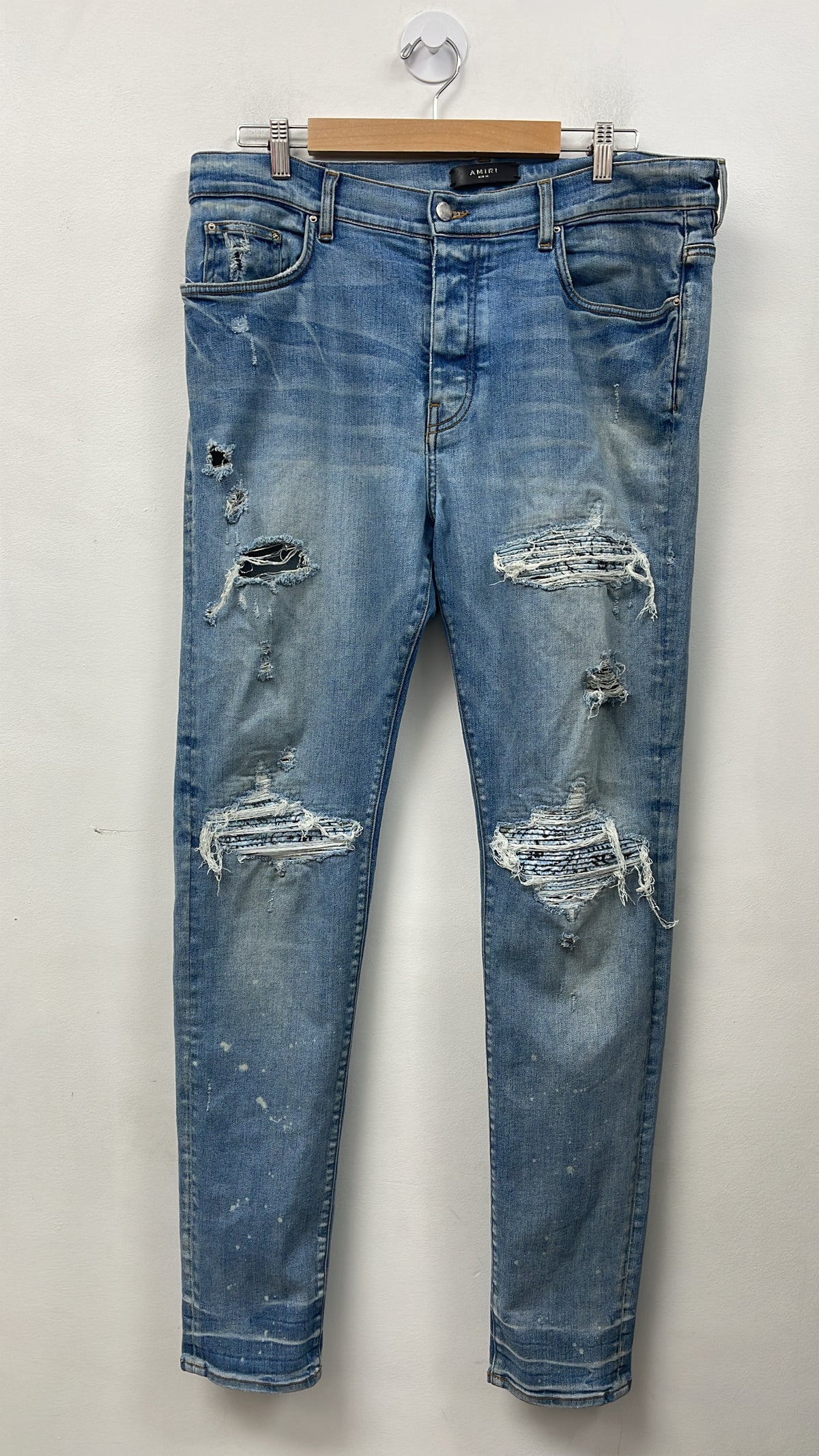 Amiri MX1 Blue Paisley Light Wash Jeans