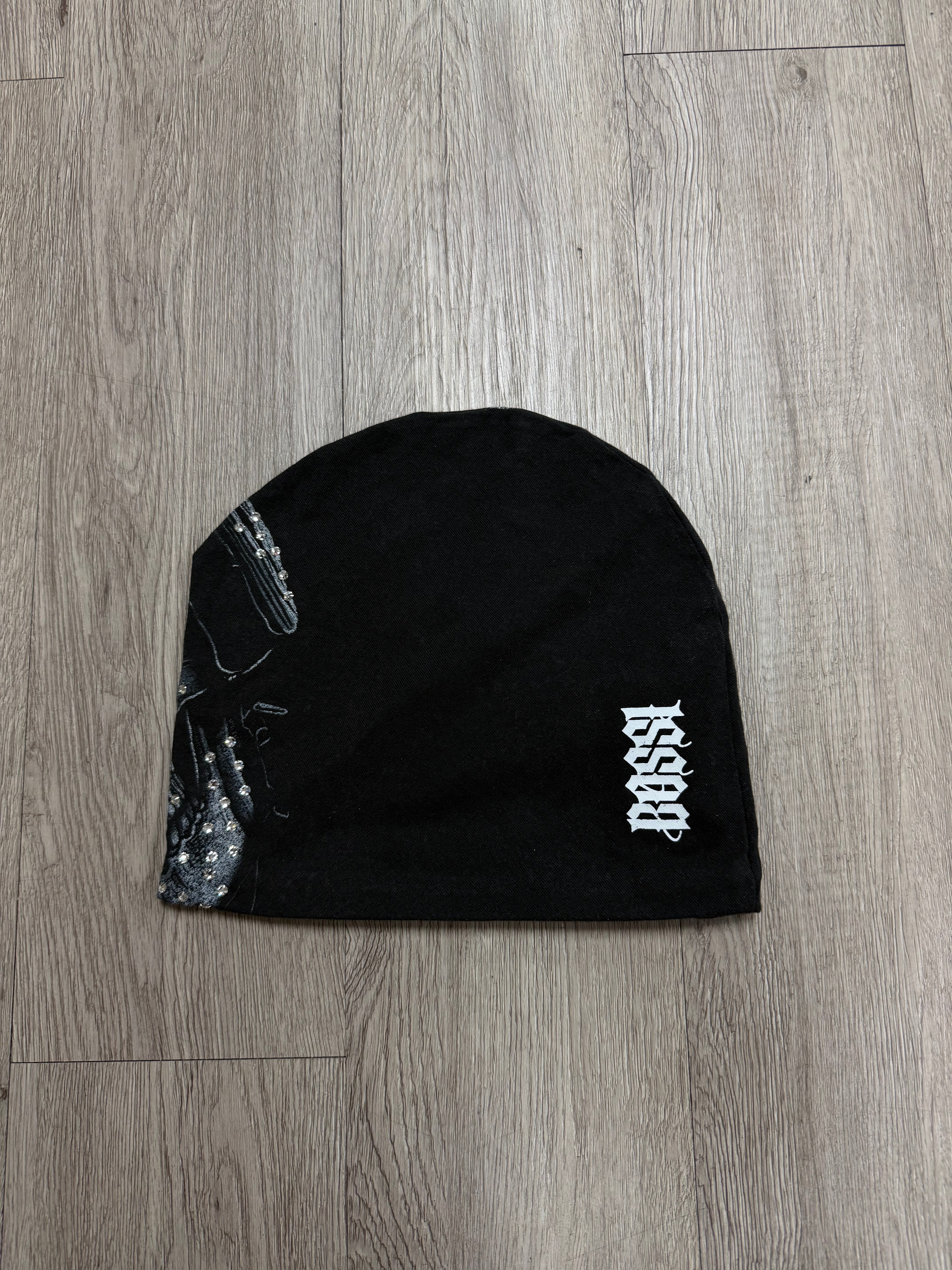 Bossi Black Skull Harley Davidson Rhinestone Beanie