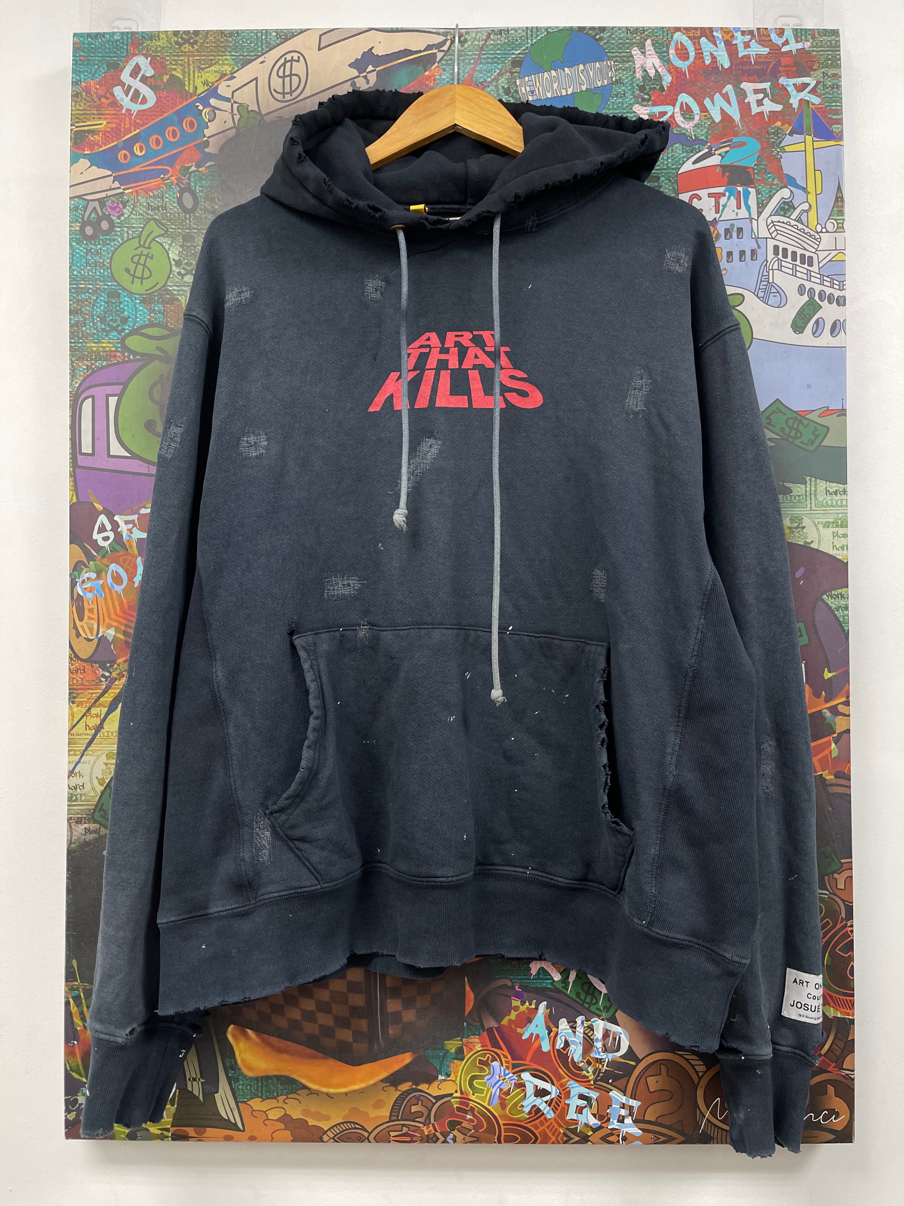 Gallery Dept Navy Thrashed ATK Hoodie
