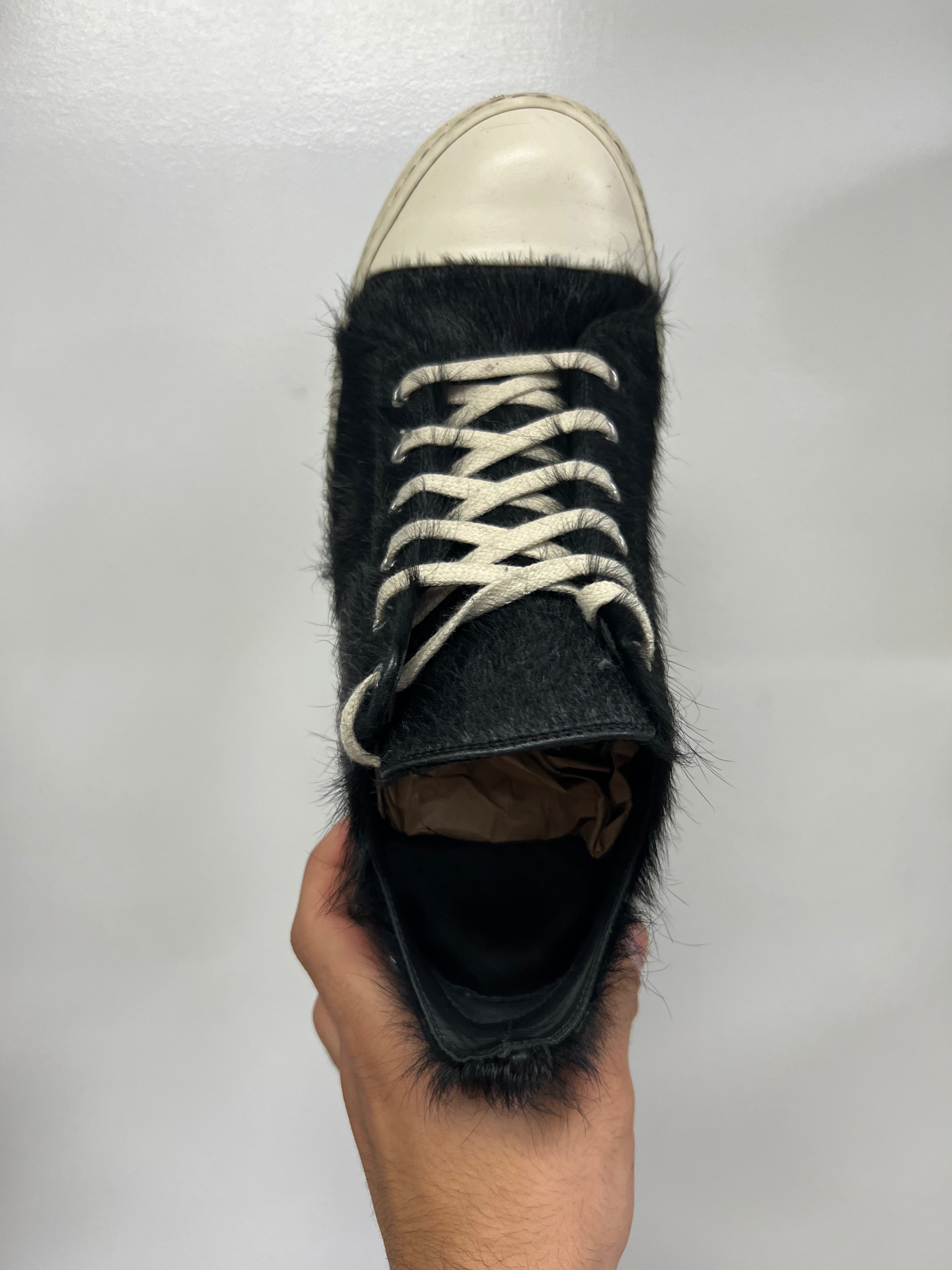 Rick Owens Black Milk Ponyhair Ramone Sneakers