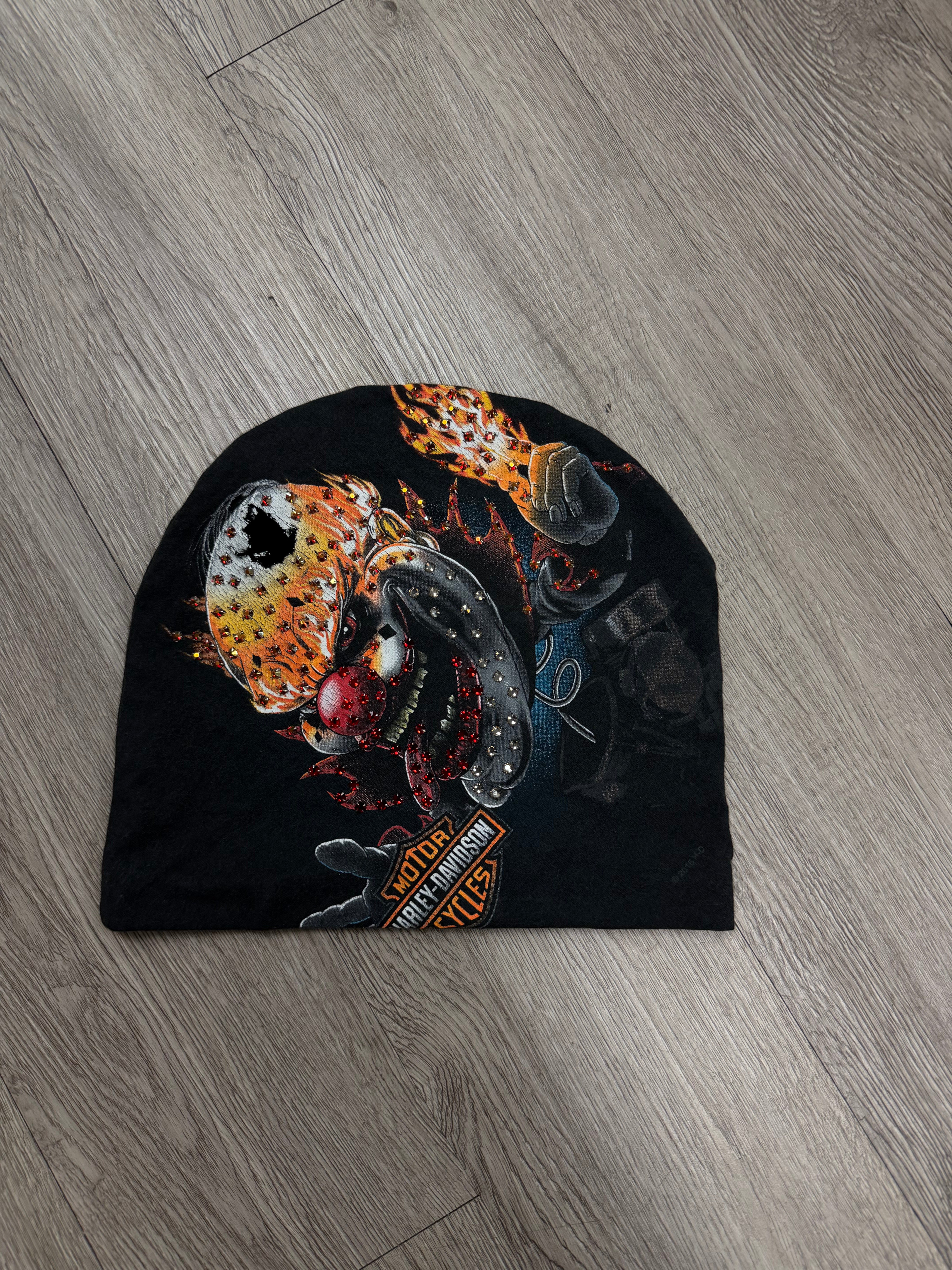 Bossi Black Clown Harley Davidson Rhinestone Beanie