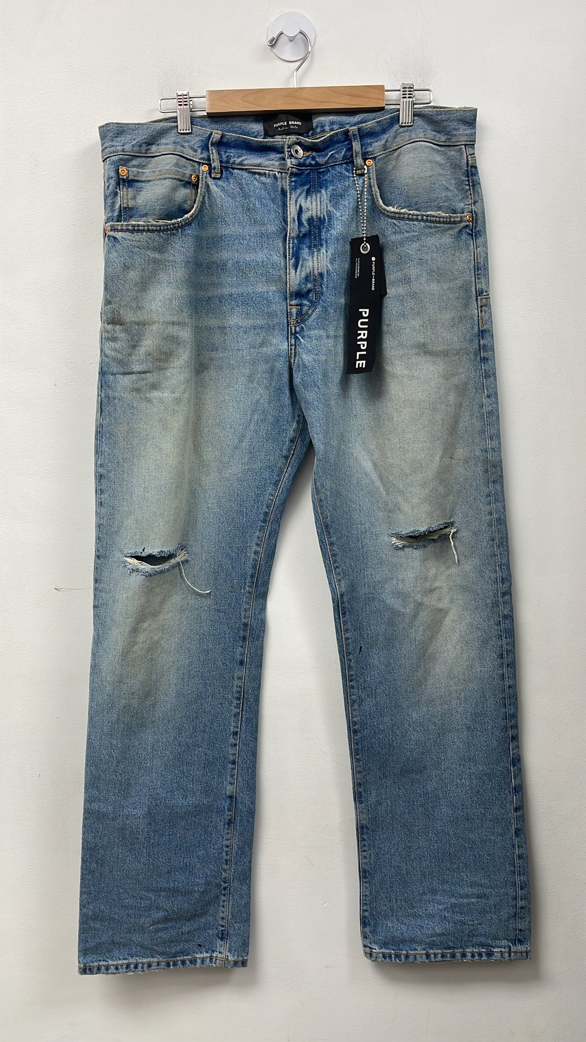 Purple Brand Light Wash Black Label P011 Jeans