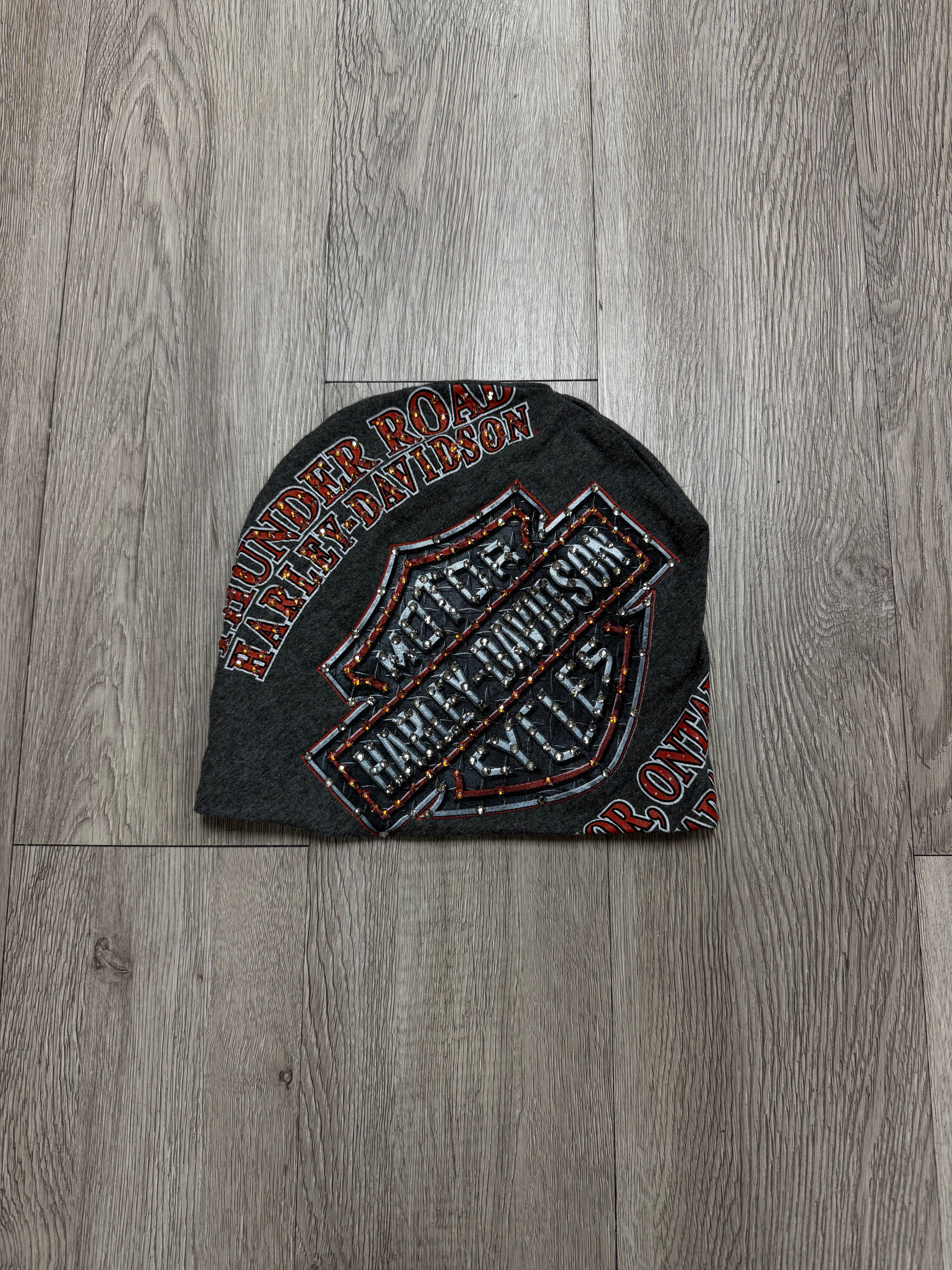 Bossi Grey Thunder Harley Davidson Rhinestone Beanie