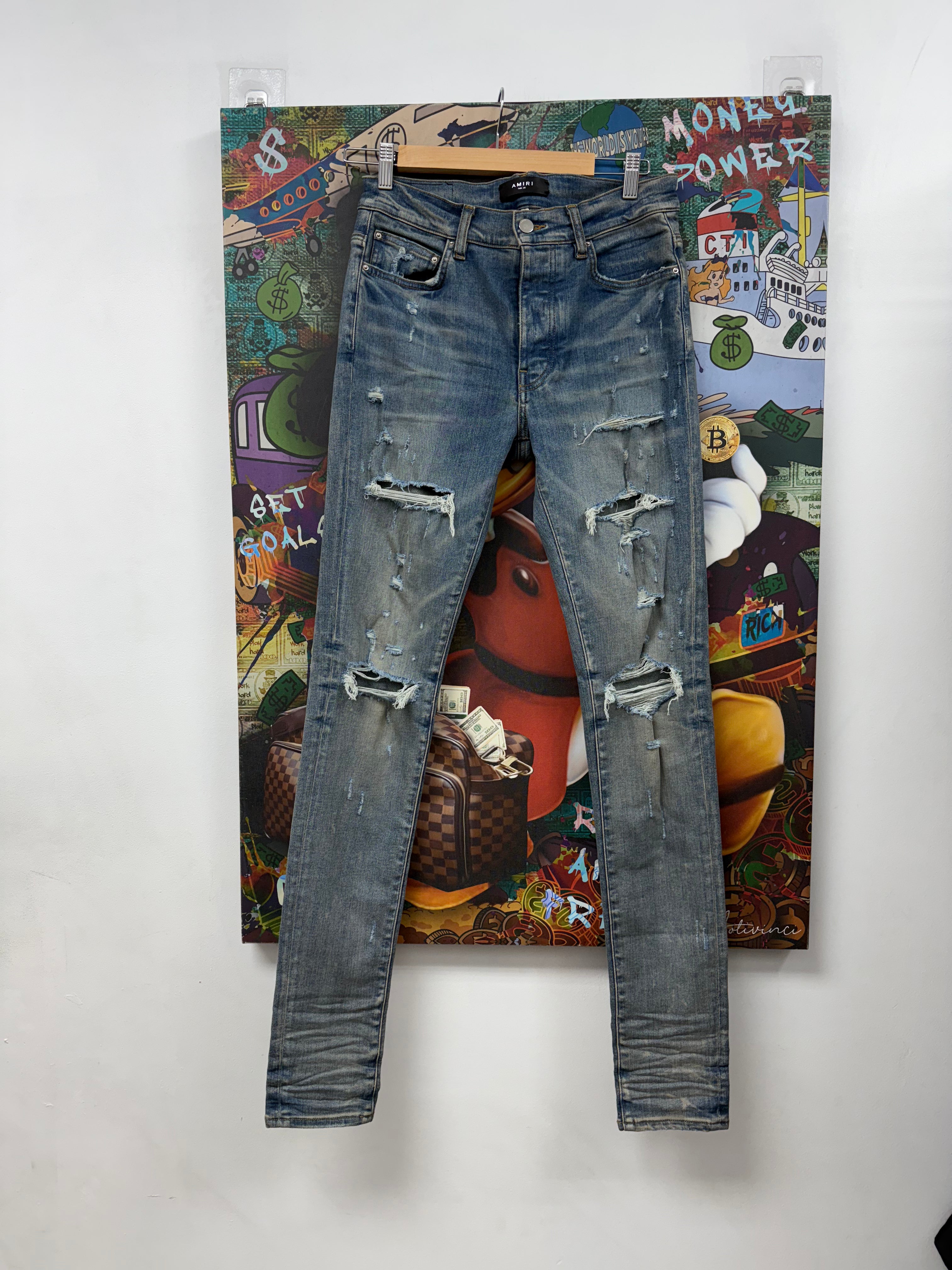 Amiri Light Wash Plain Thrasher Jeans
