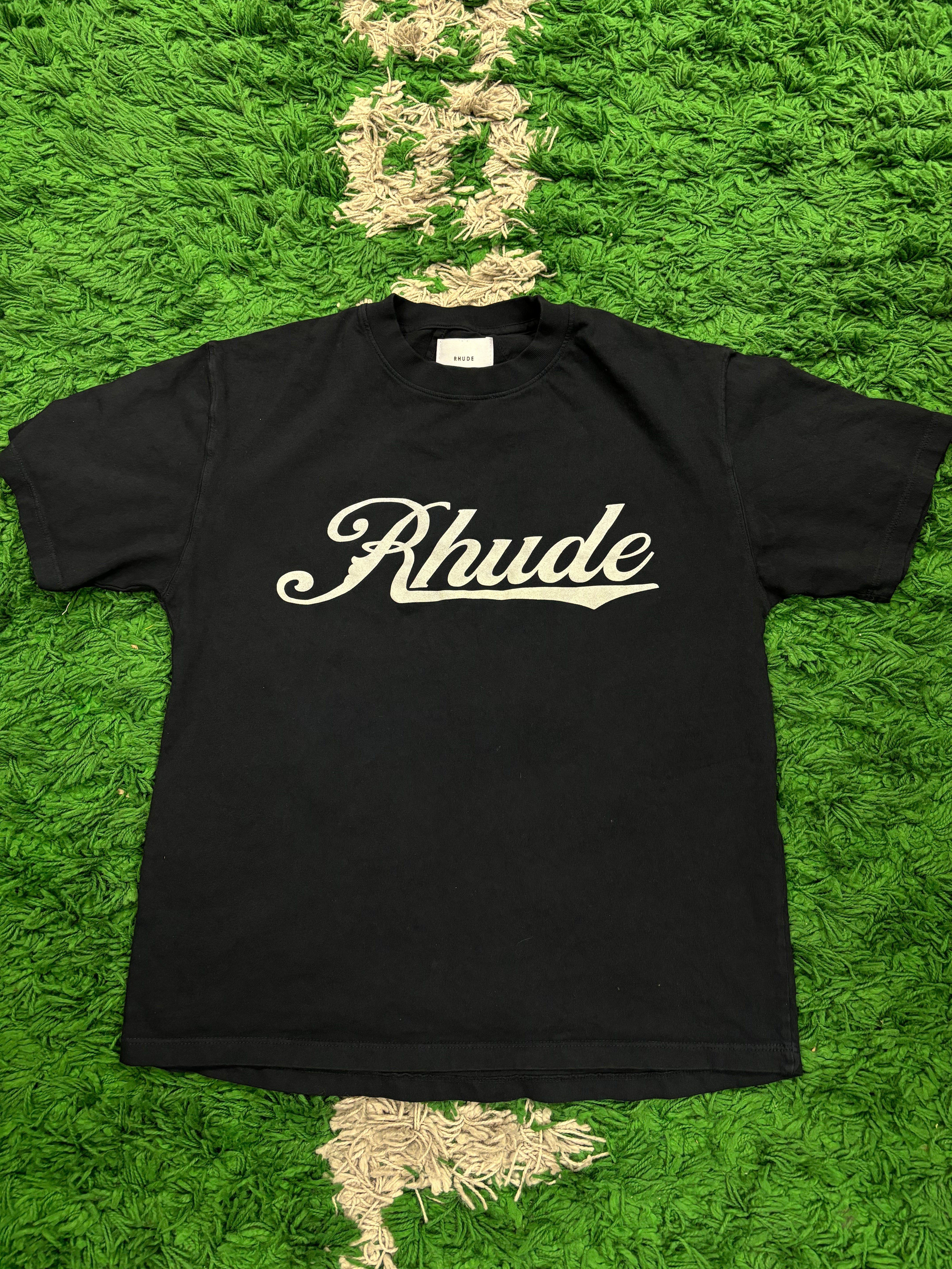 Rhude Script Logo Tee Navy Used XS N/A