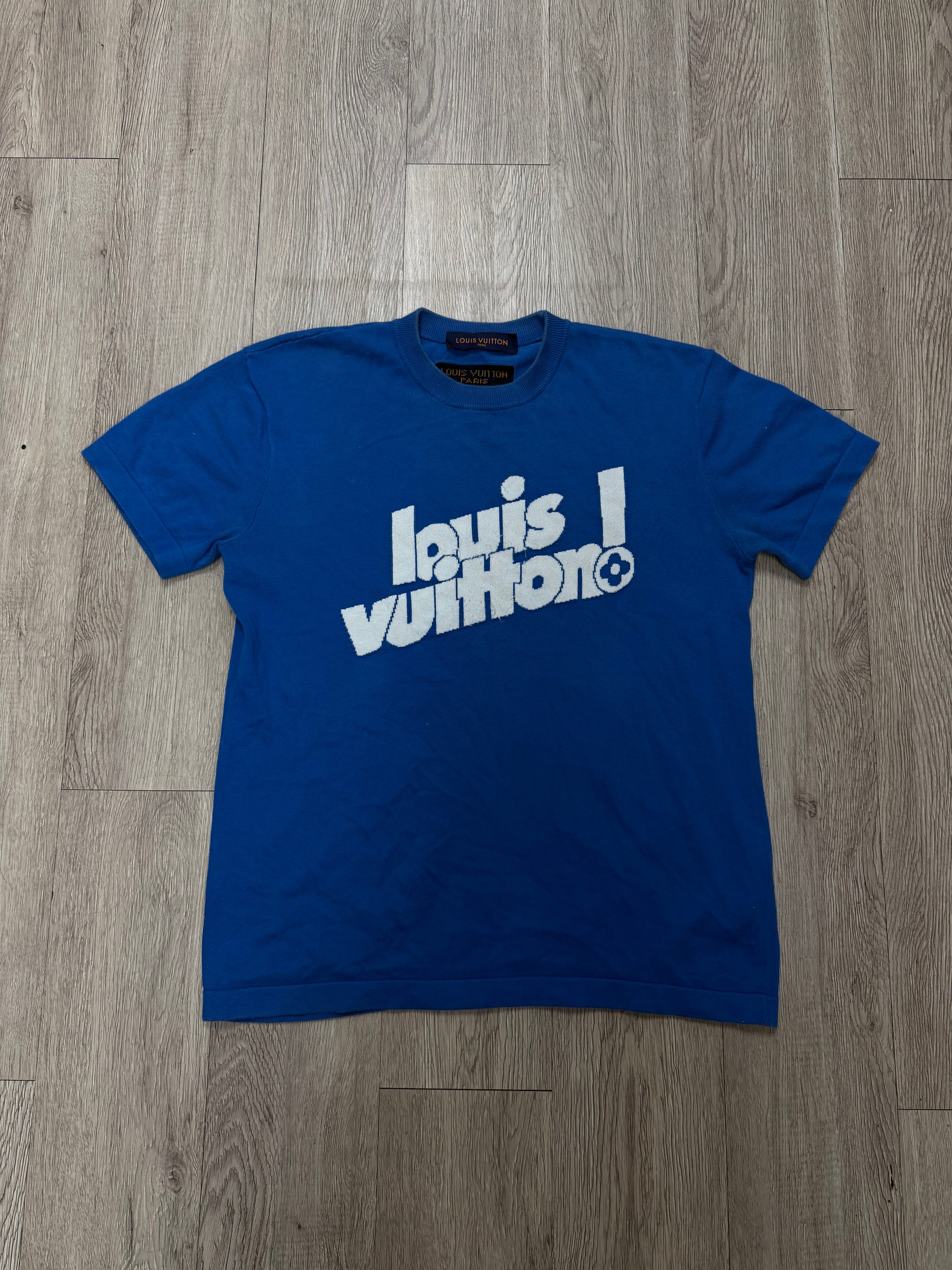Louis Vuitton Sky Blue Chest Logo Knit Tee