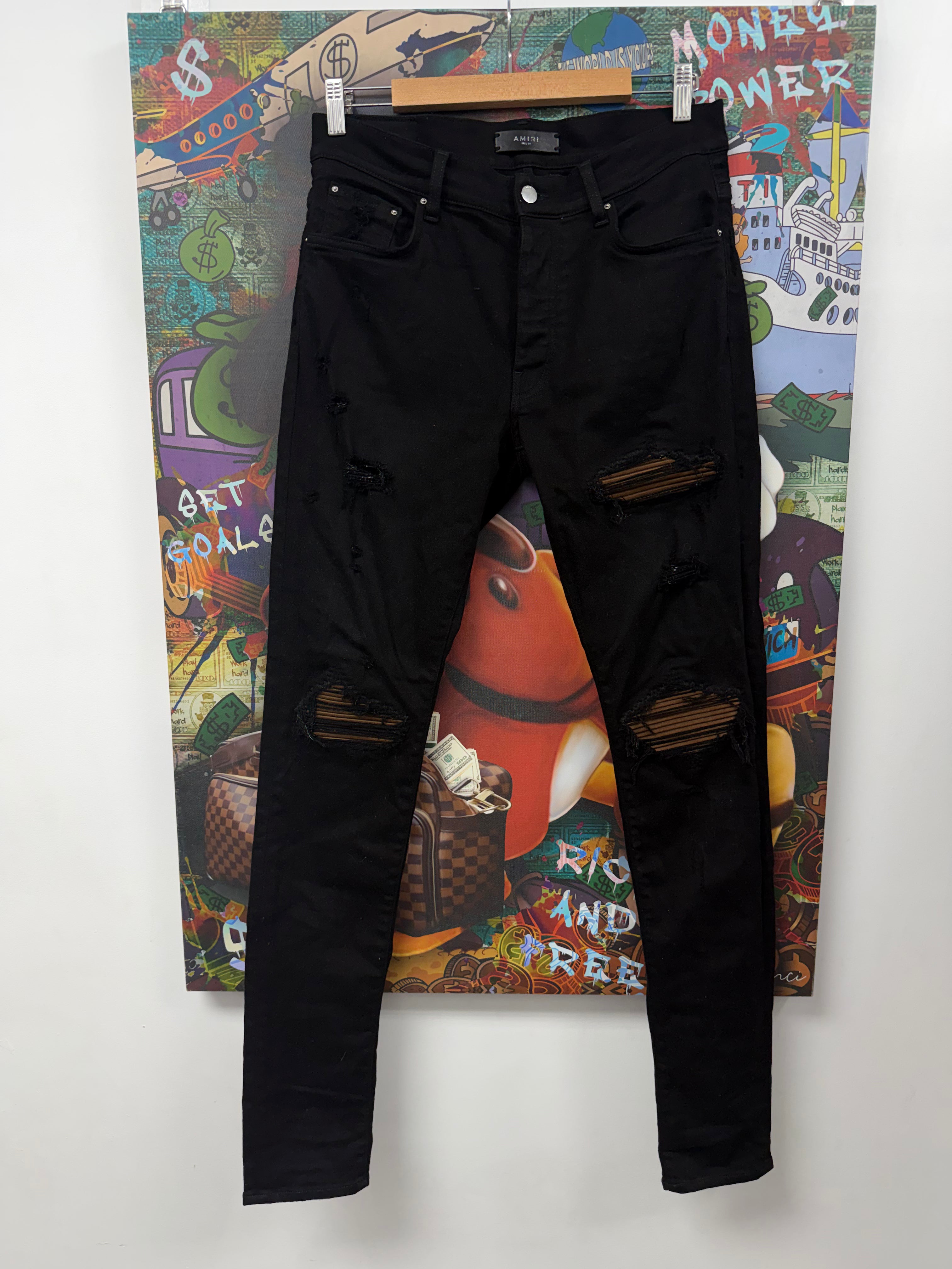 Amiri MX1 Black Brown Patch Jeans